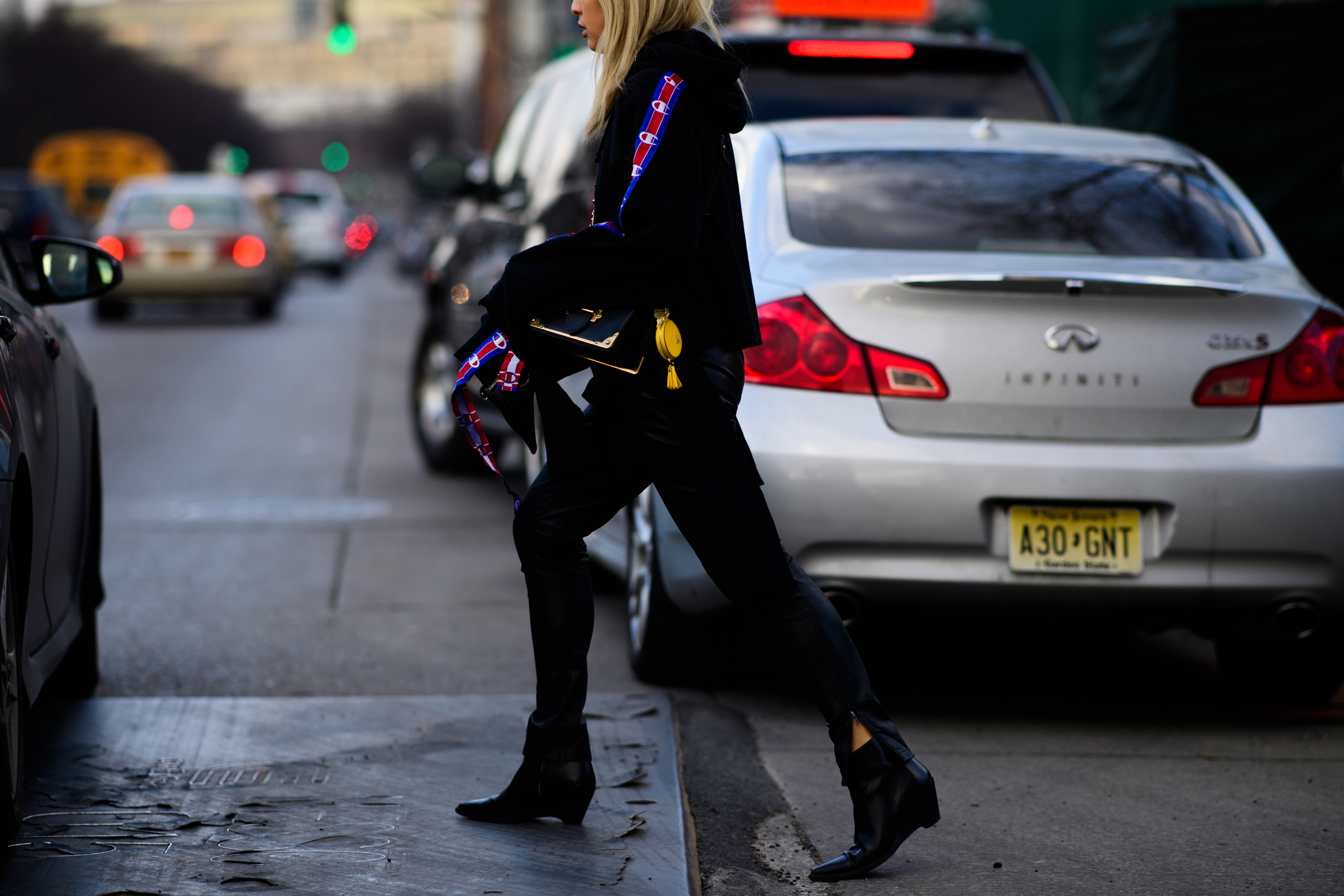 Woman wearing Vetements hoodie