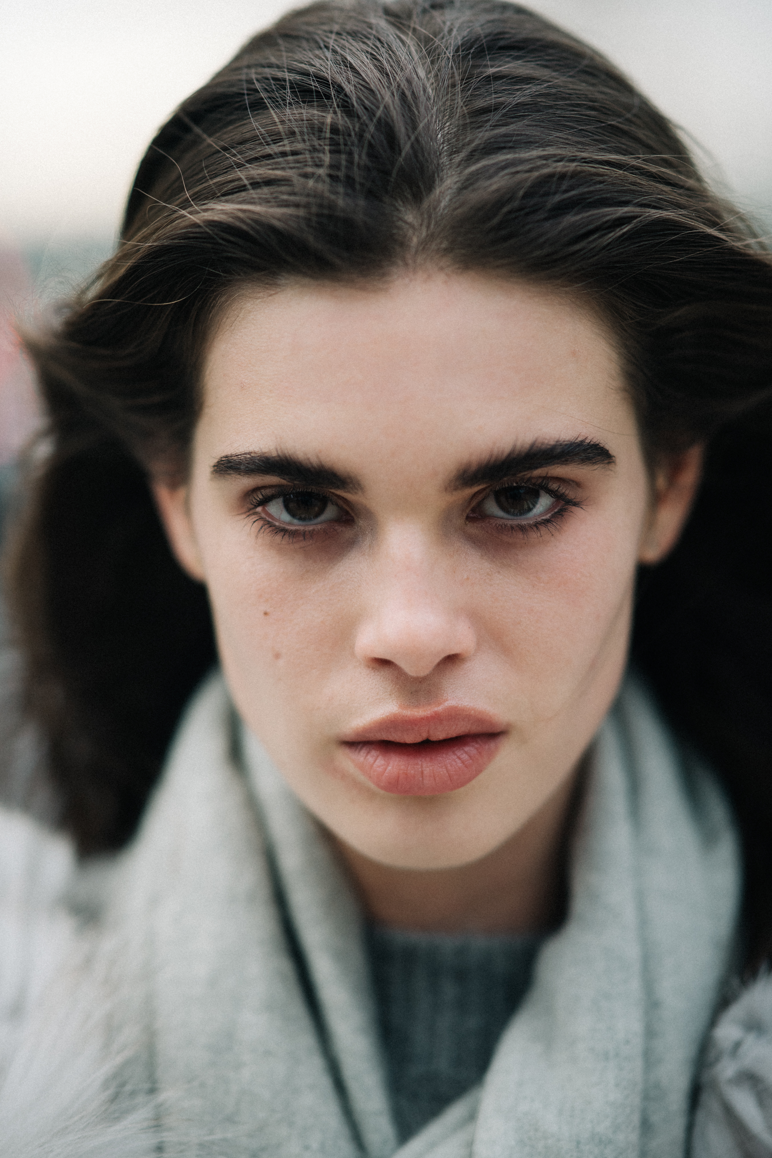 Portrait of model with big eyebrows