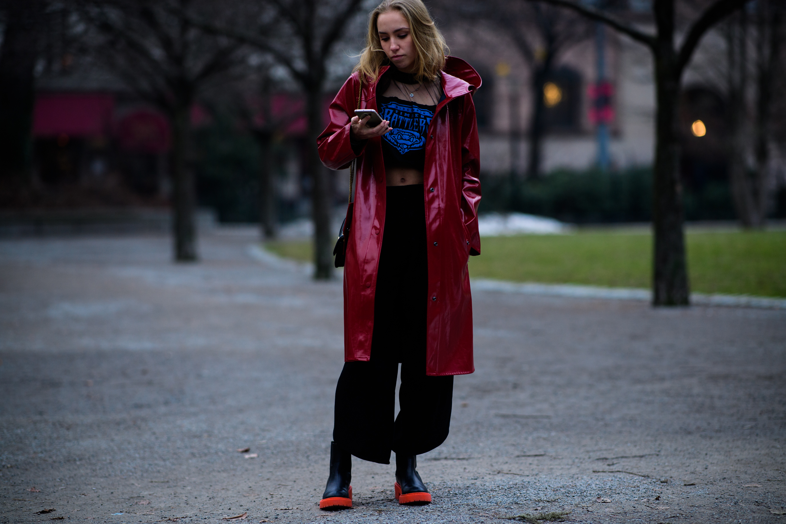 Woman wearing red clothes