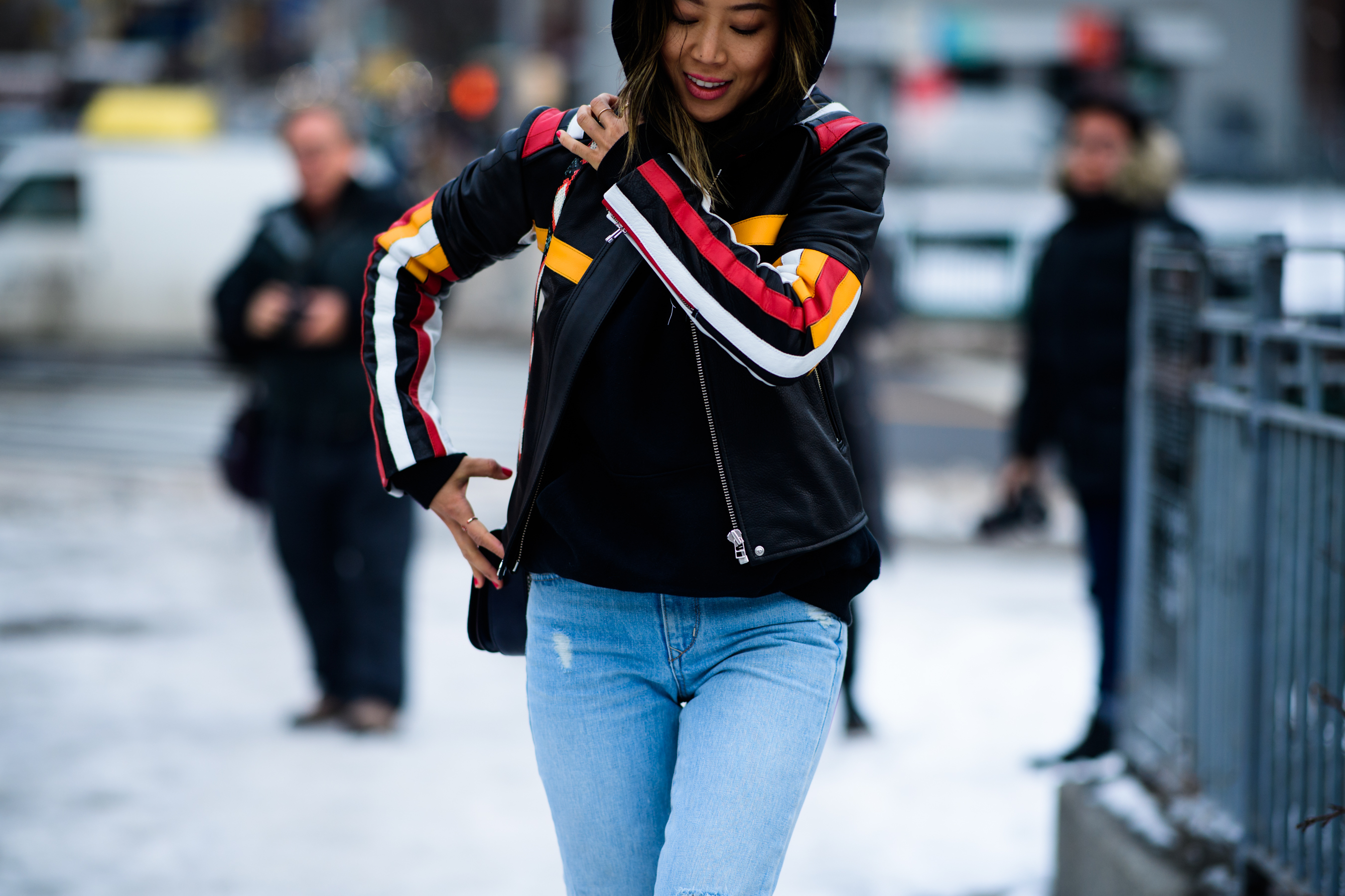 Woman wearing blue jeans