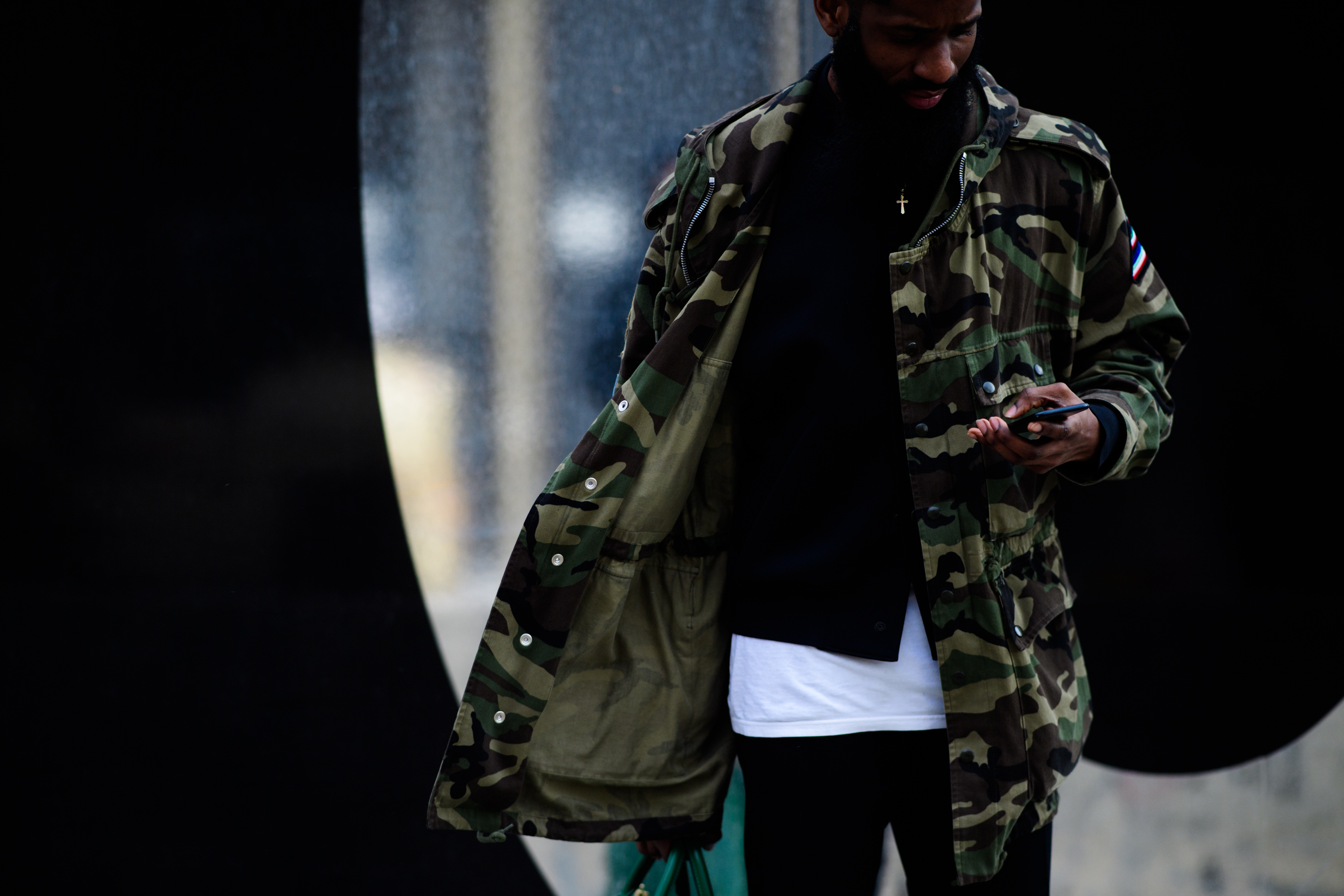 Man wearing navy parka