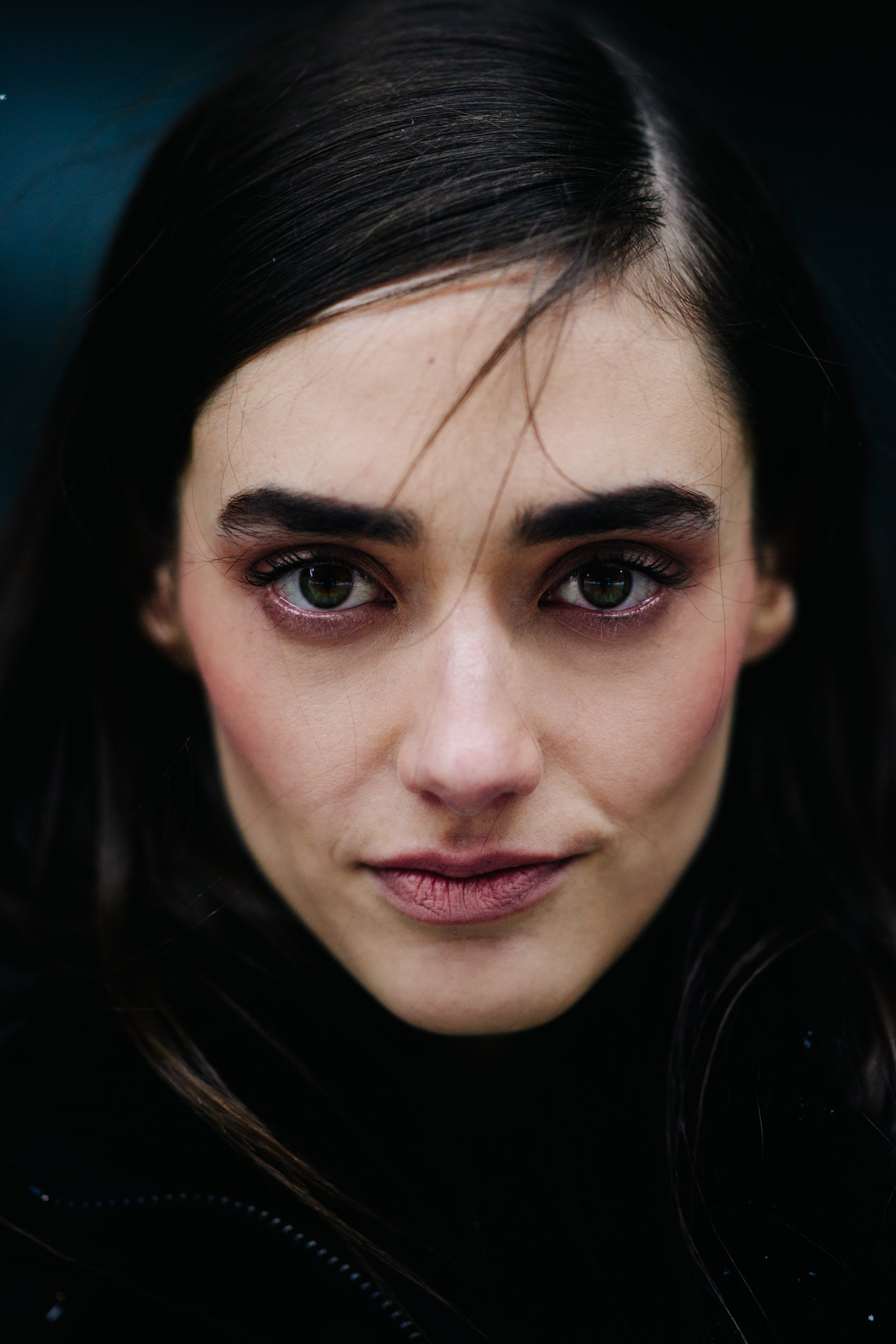 Portrait of model with dark hair