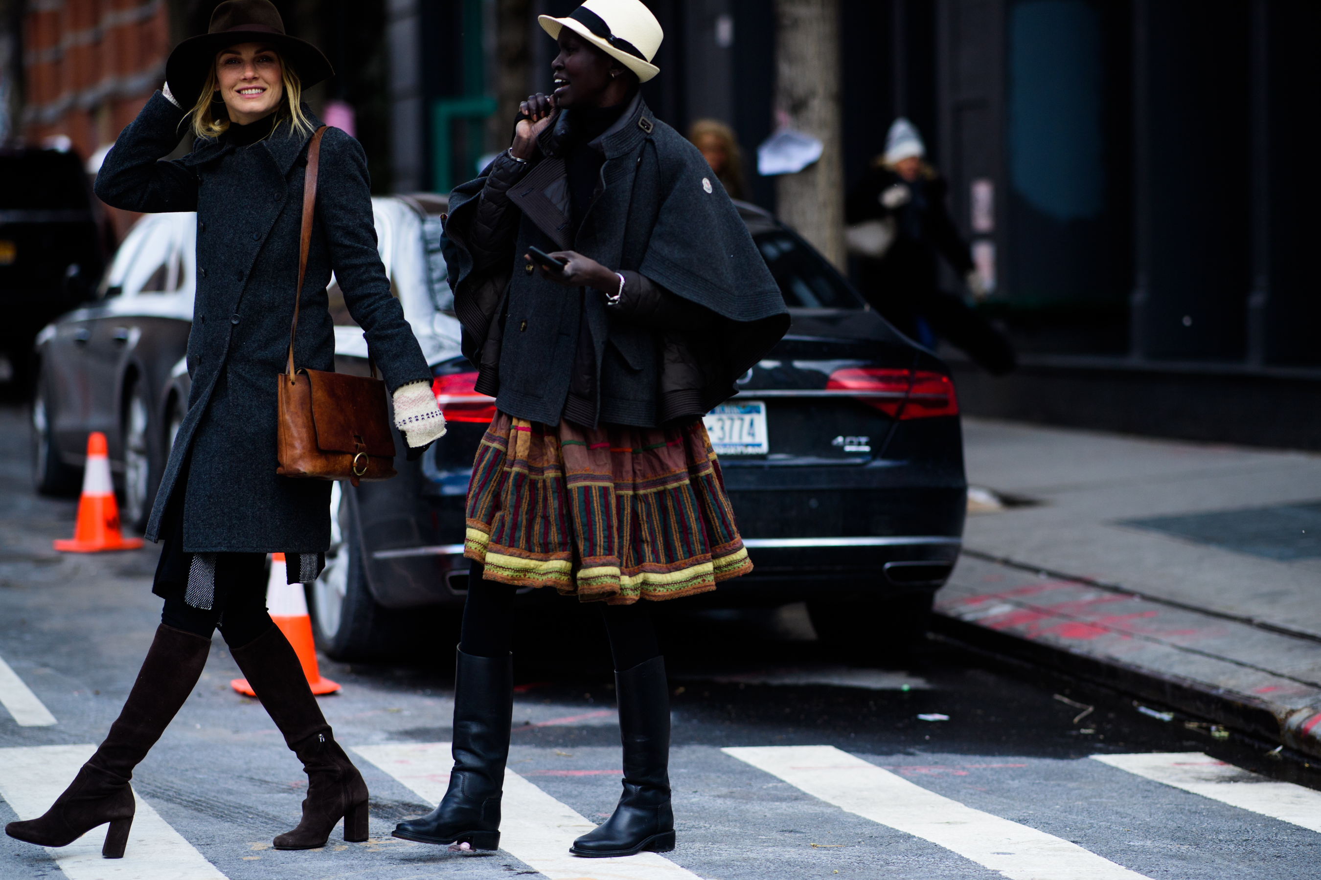 Two models wearing vintage after show