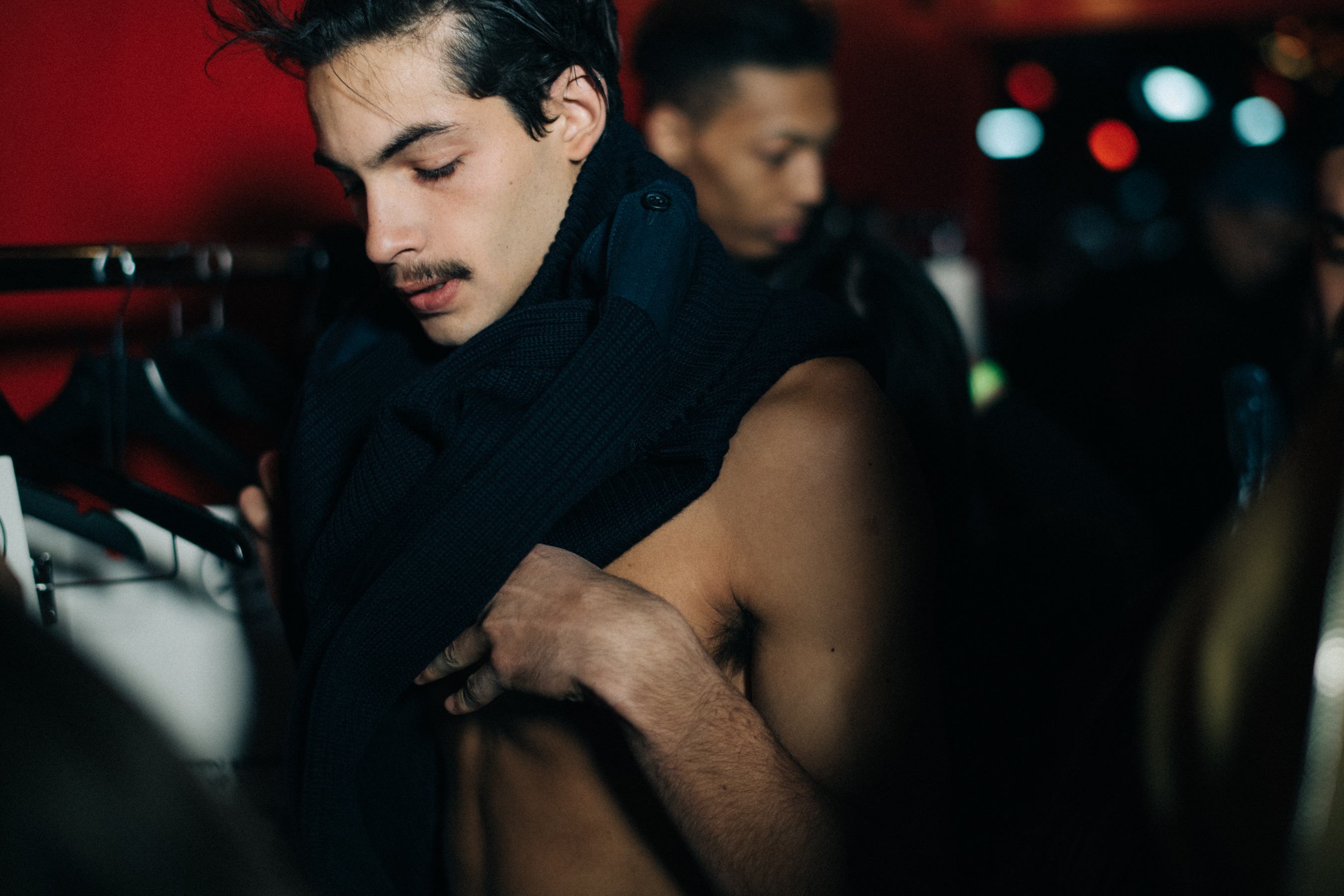 Antoine Lorvo wearing clothes before the show