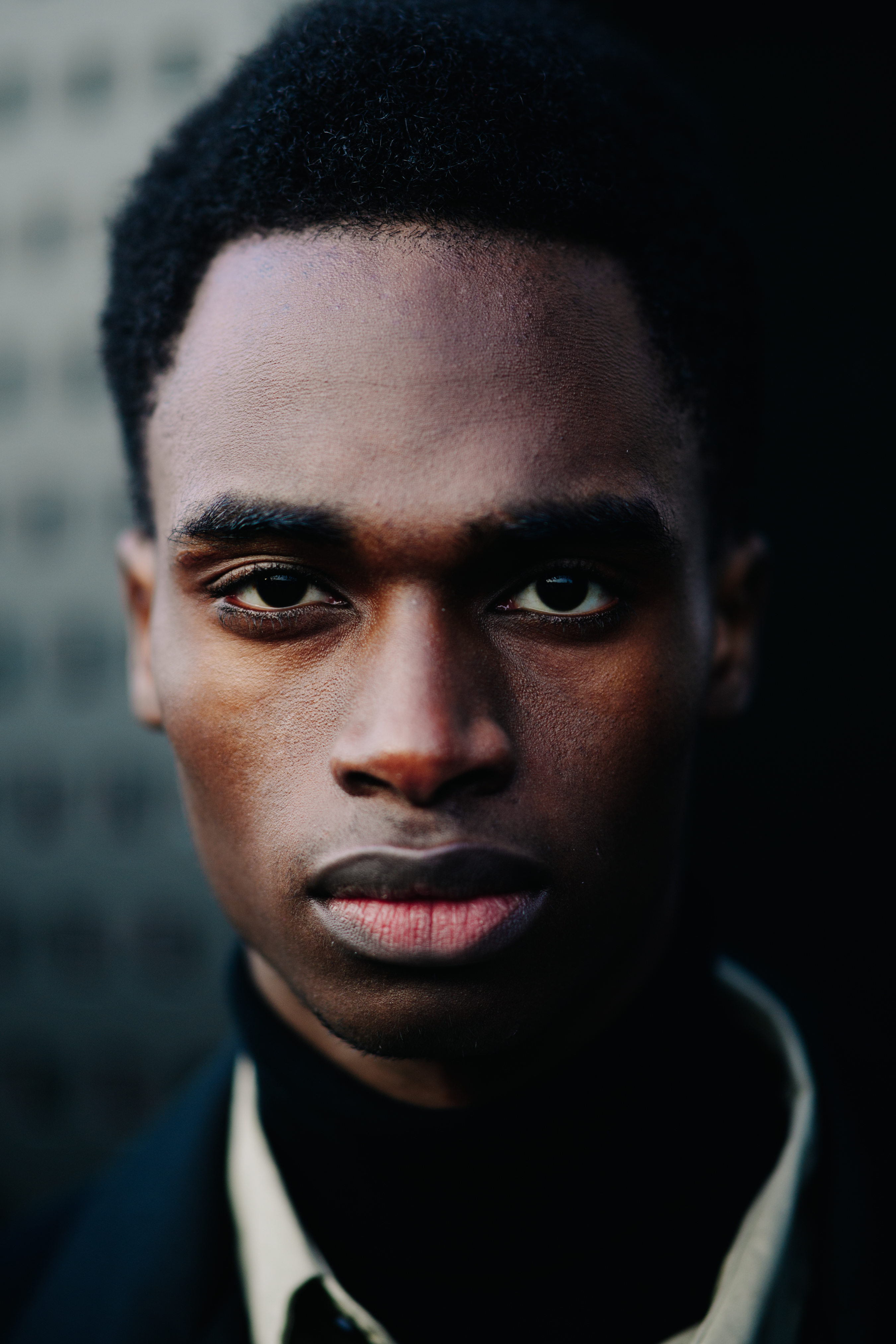 Portrait of male model with short hair