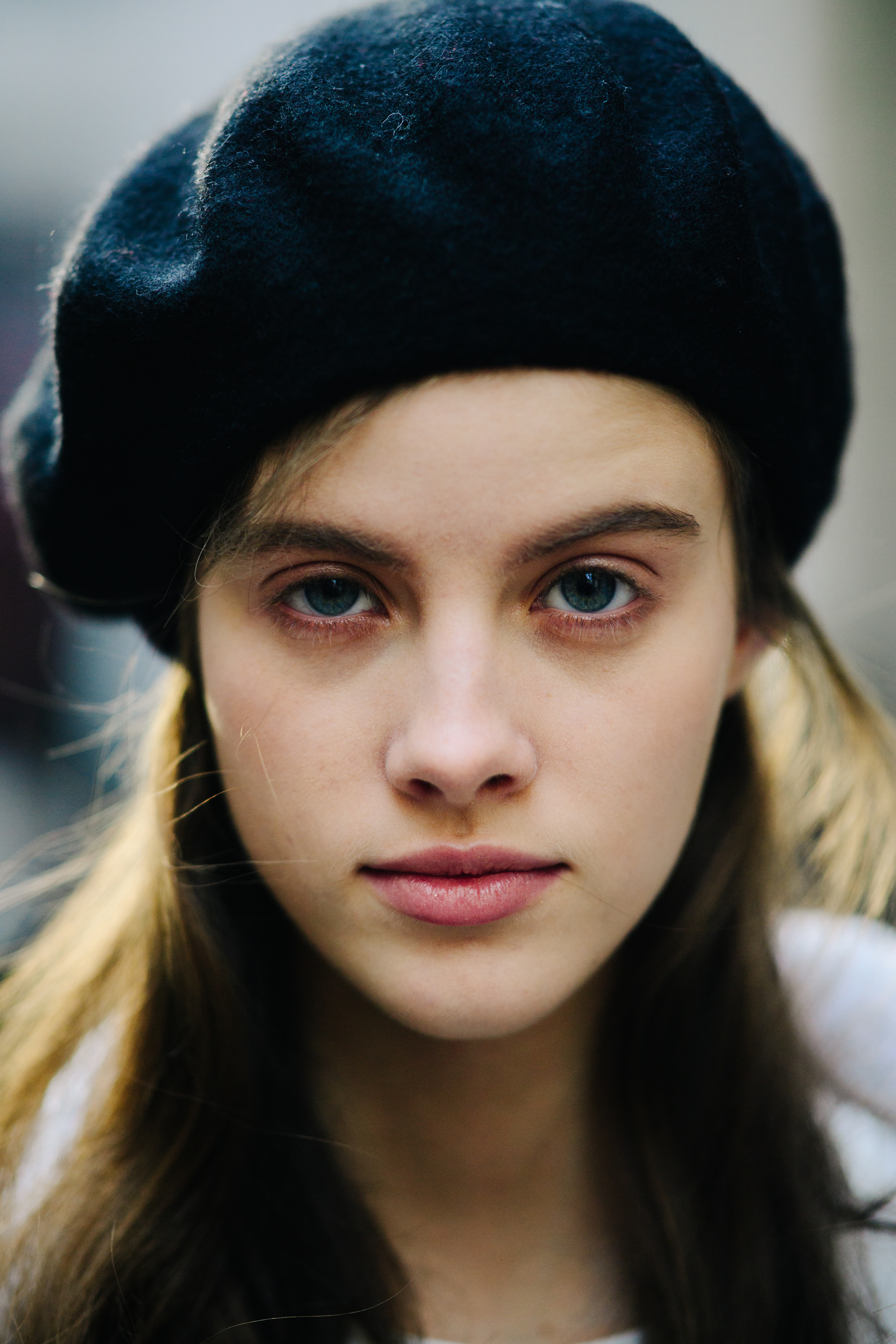 Portrait of model with blue eyes