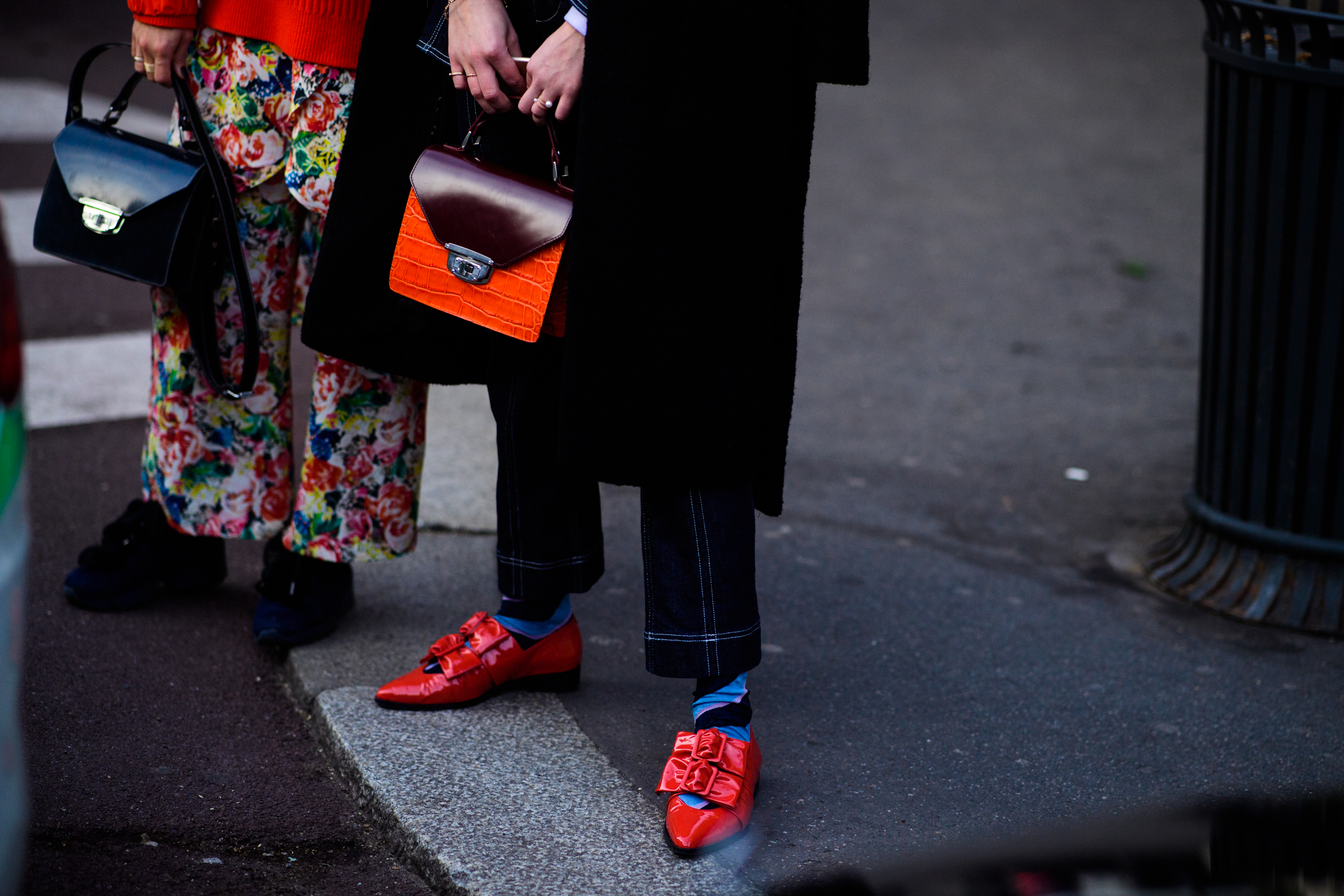 Woman wearing red shoes