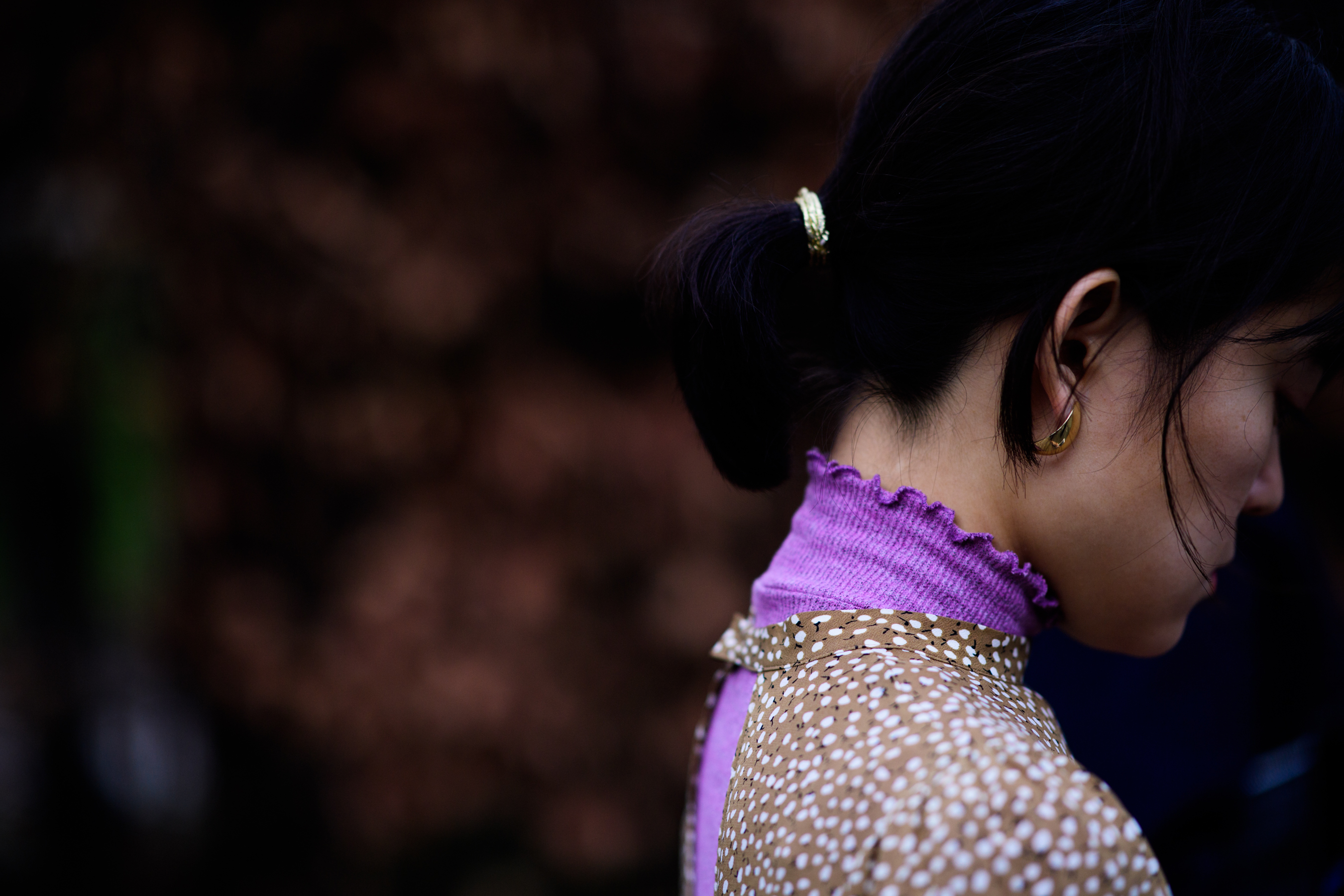 Woman with short black hair