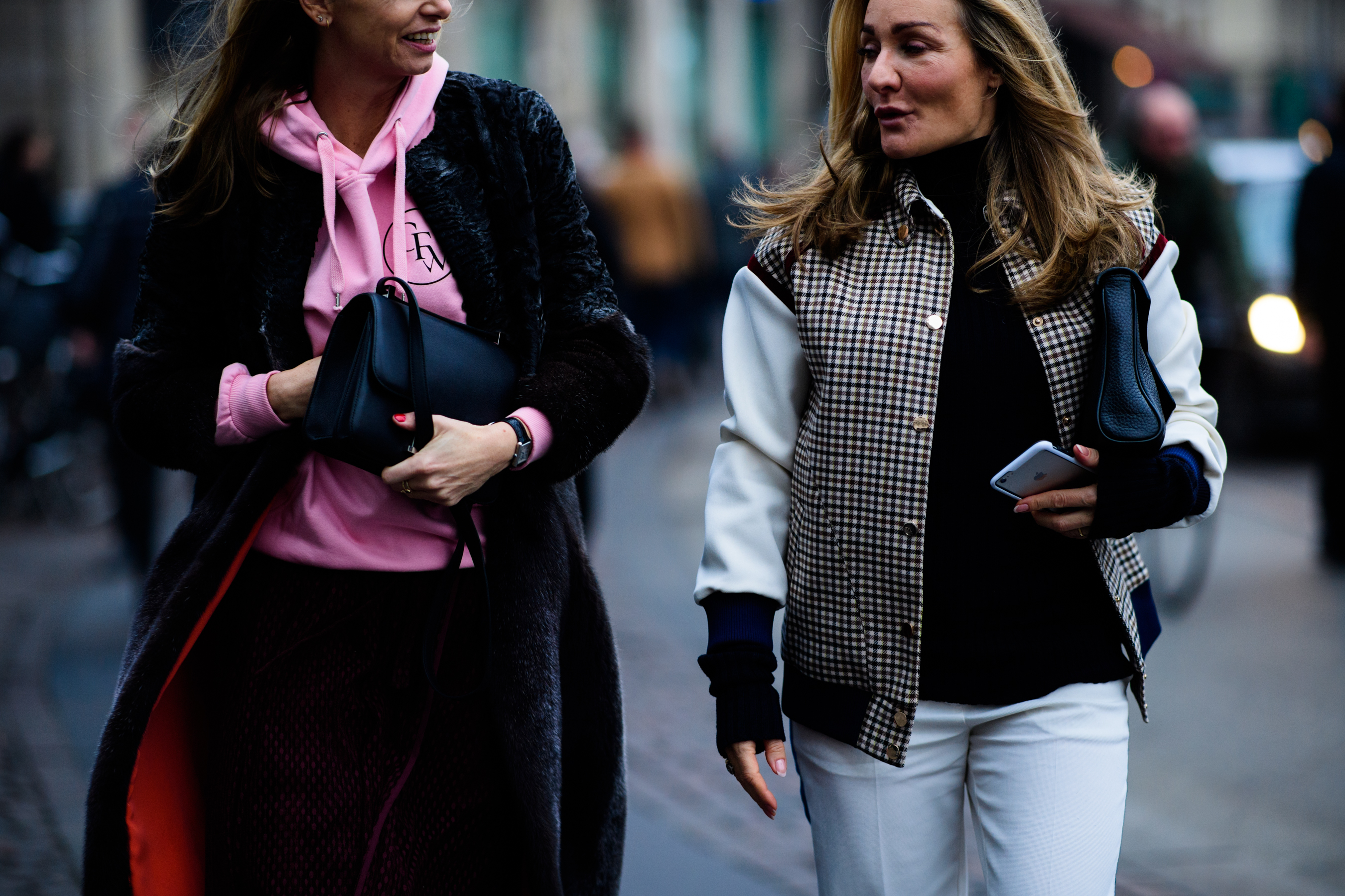 Woman wearing pink hoodie