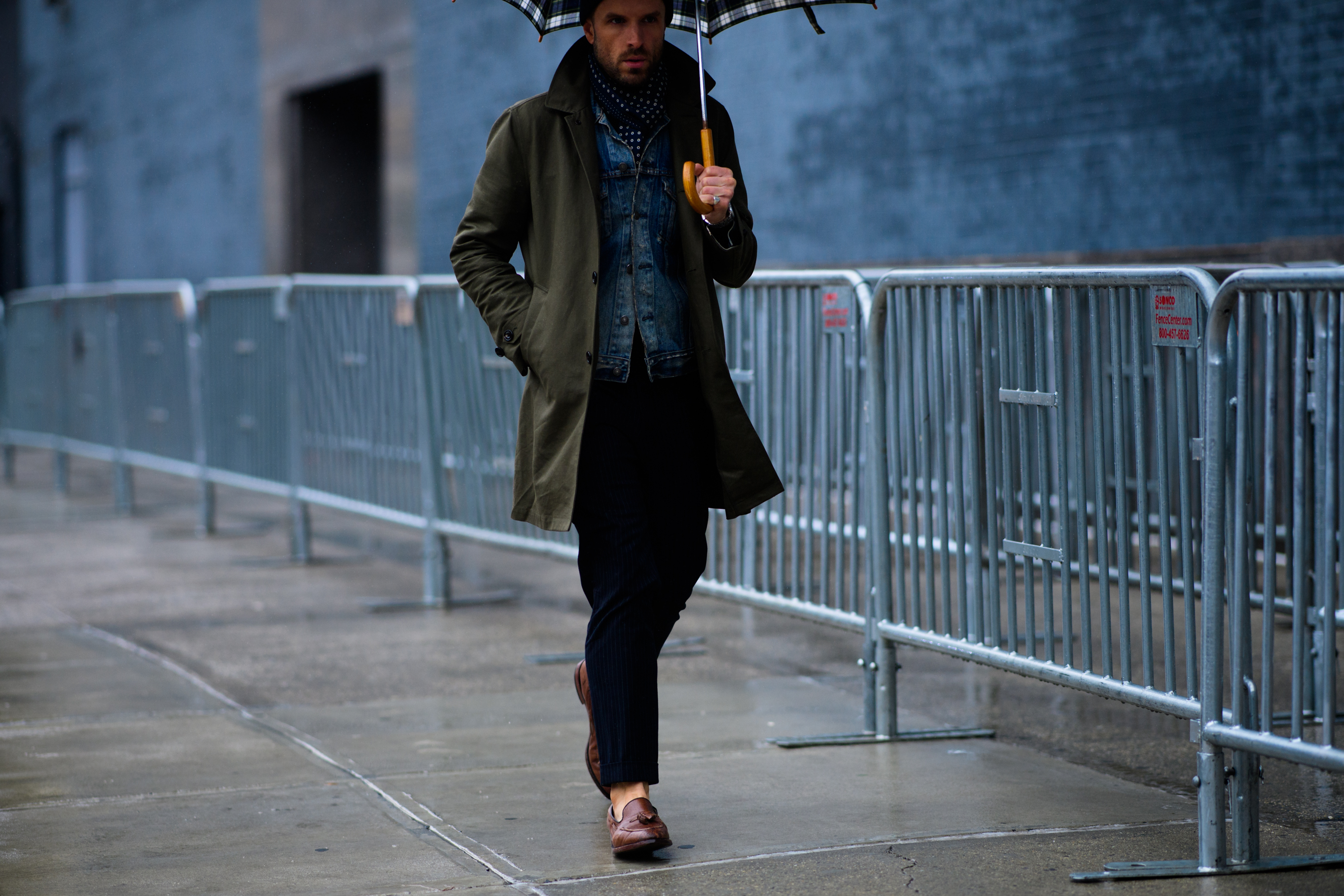 Man wearing loafers and denim