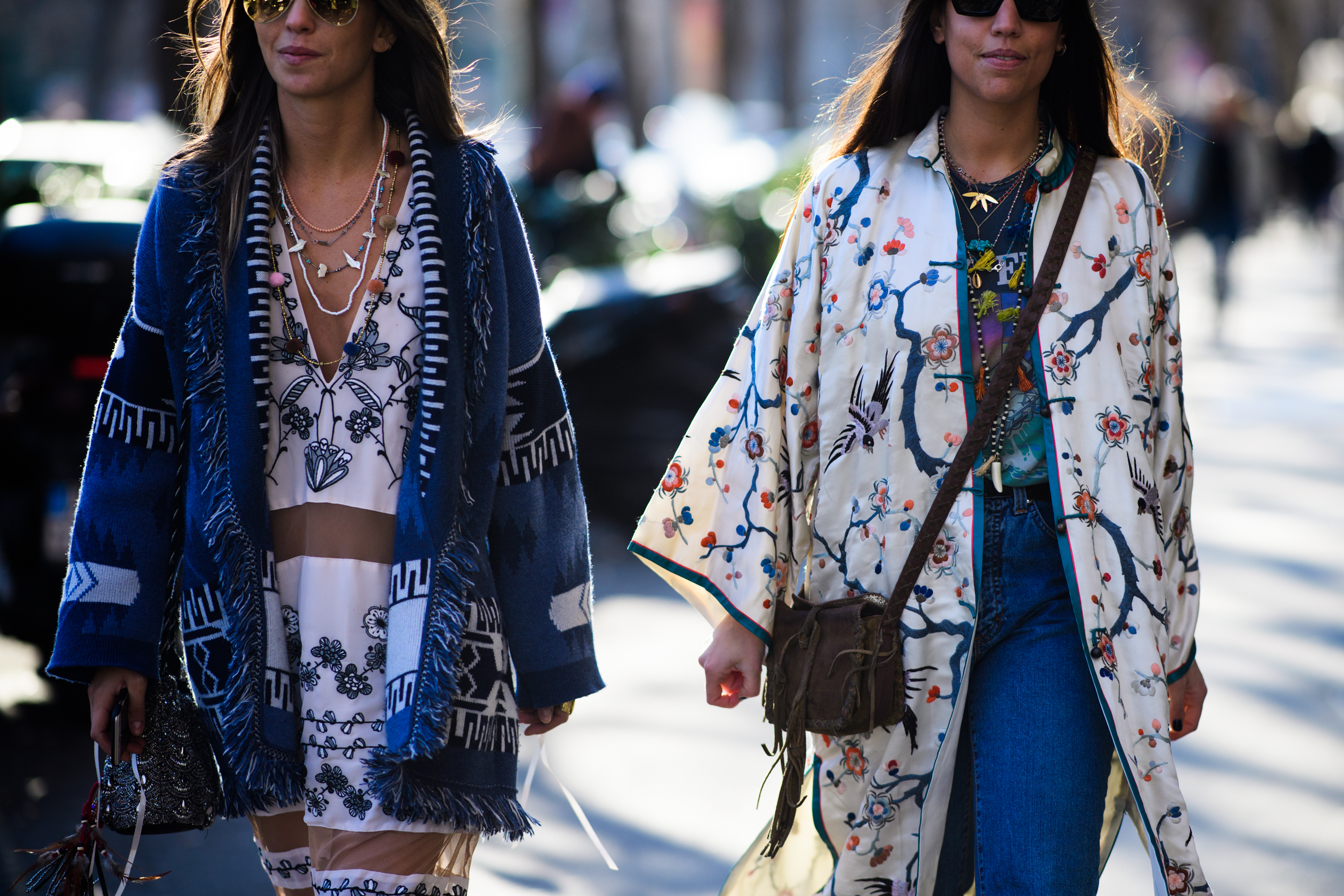 Women wearing clothes with abstract paintings