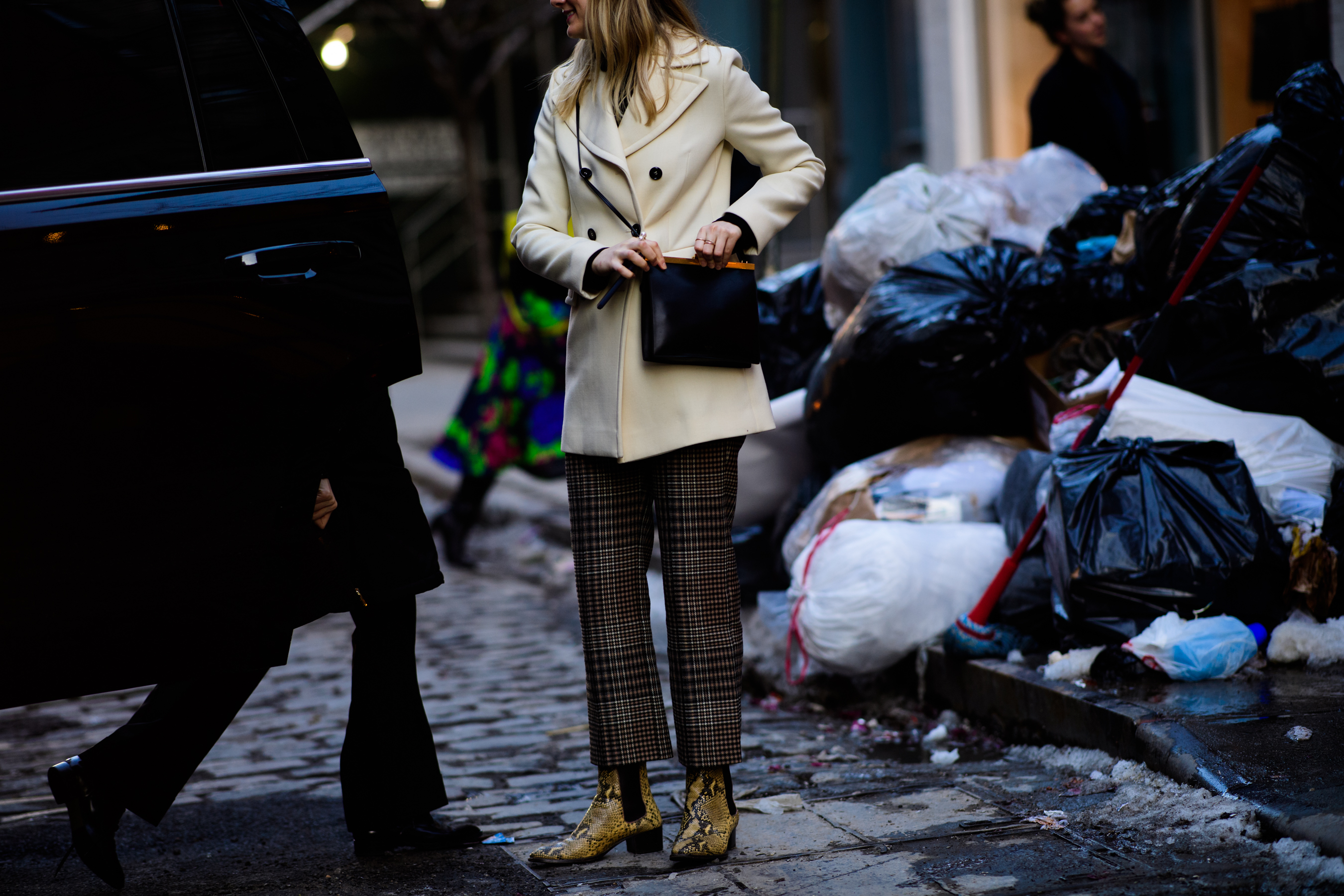 Woman wearing white jacket