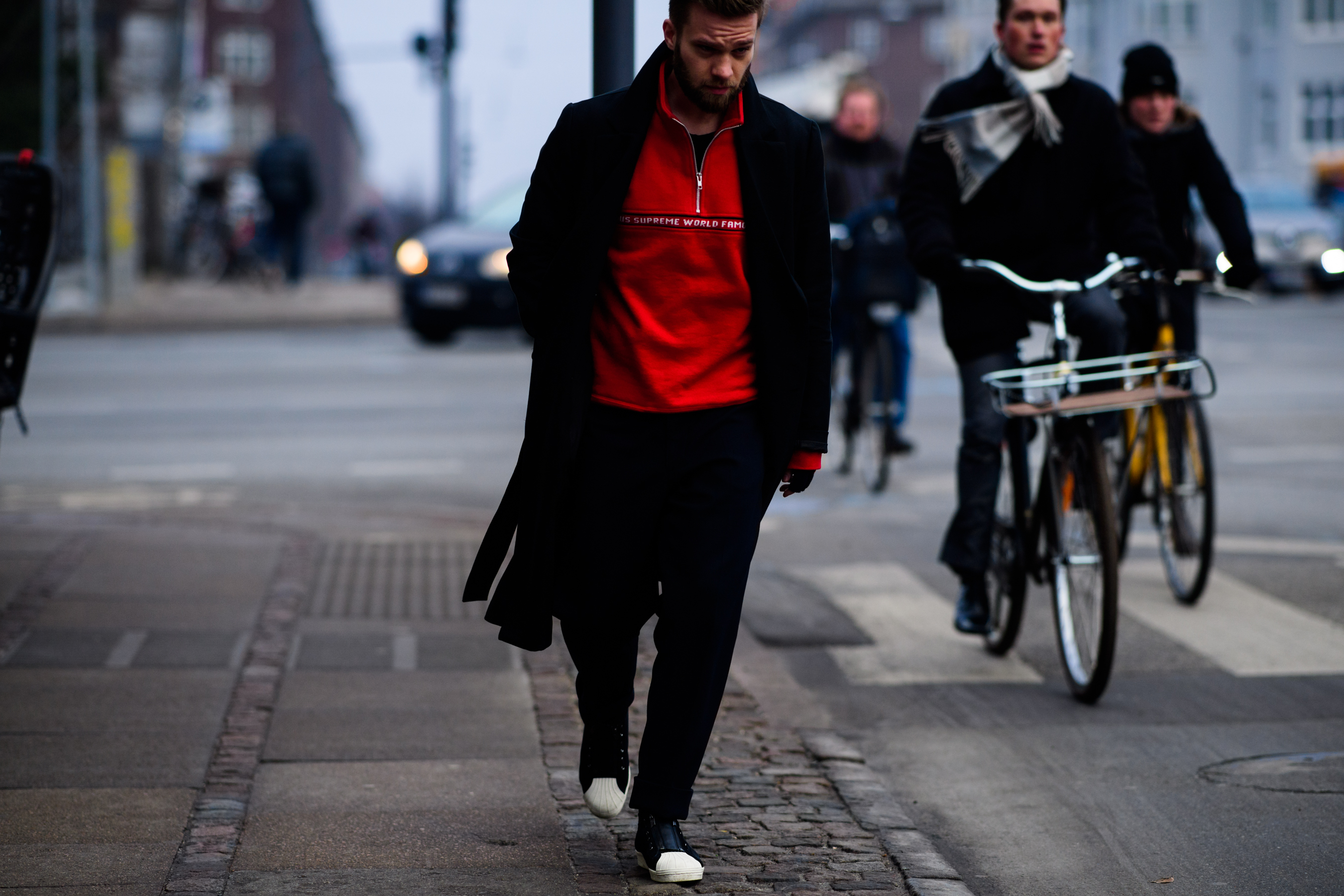 Man wearing red hoodie