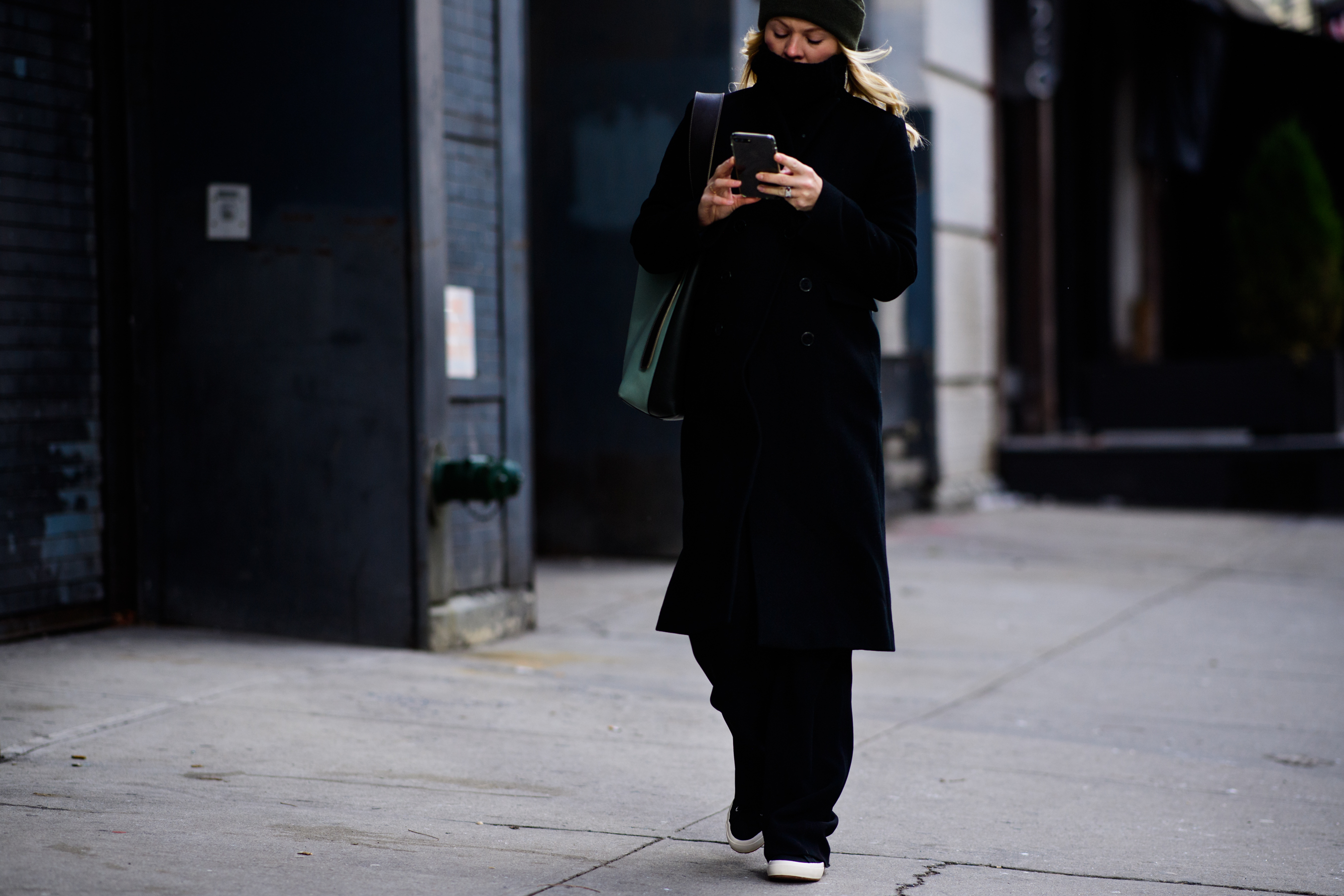 Woman wearing all black outfit