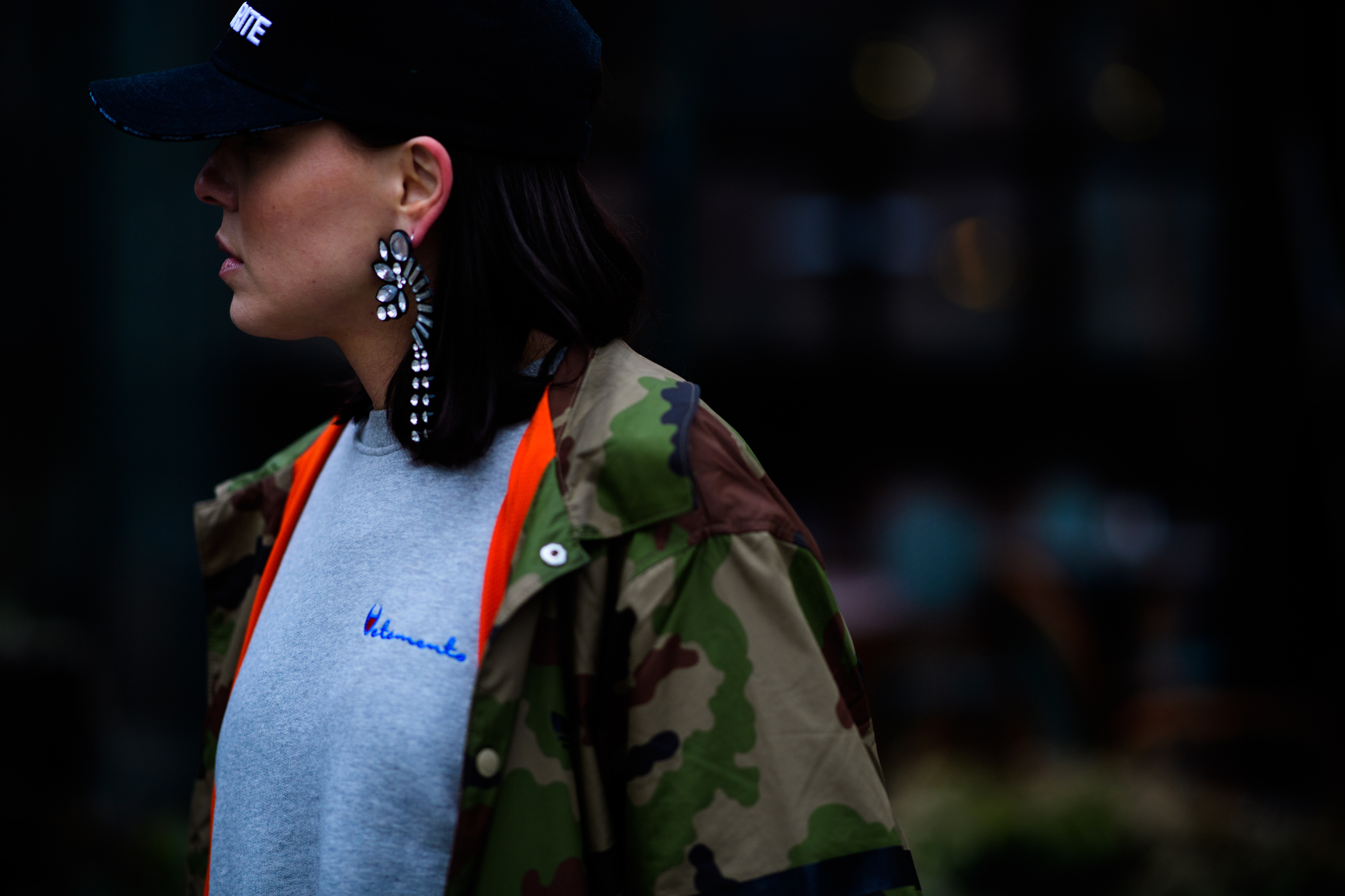 Woman wearing champion sweater
