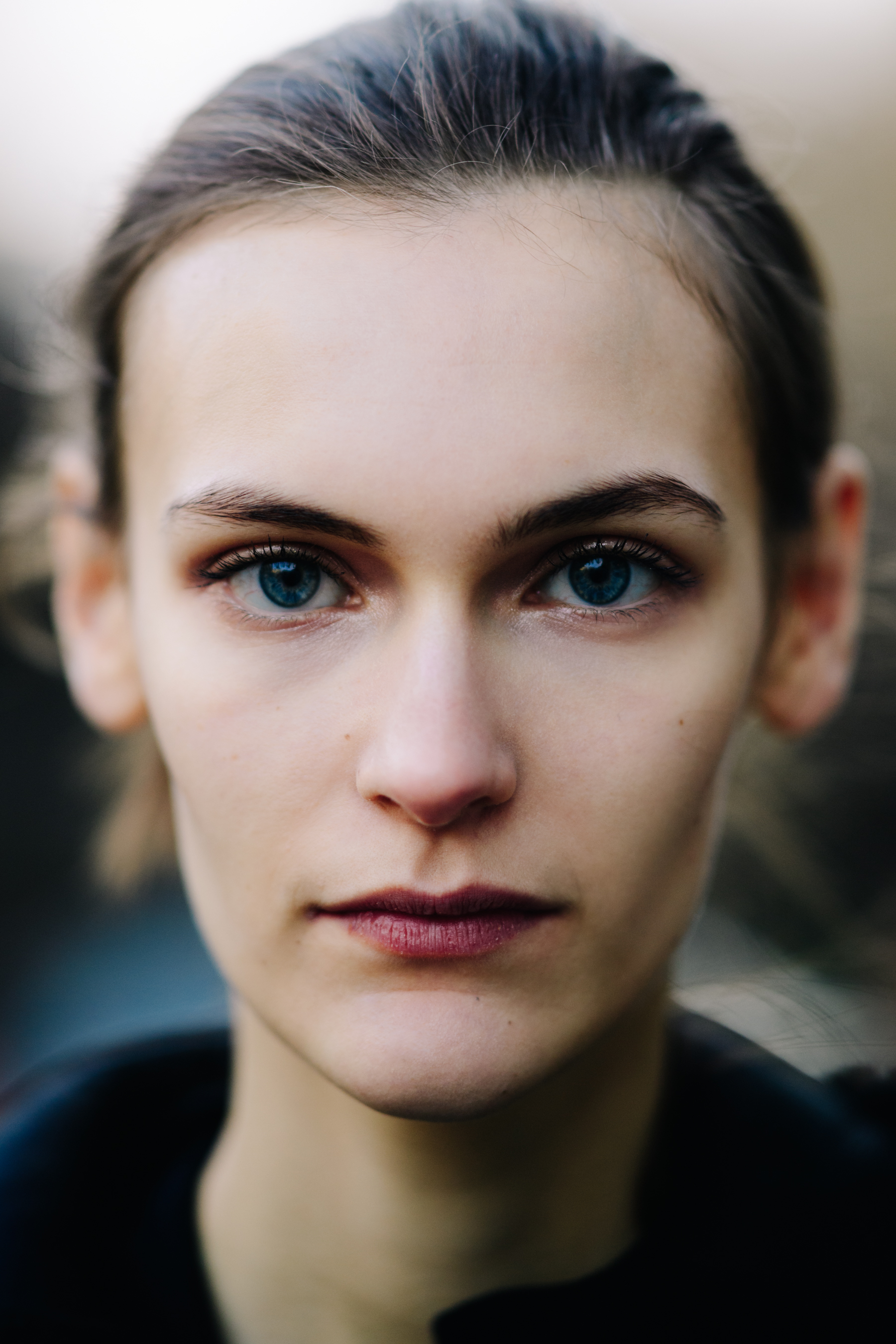 Portrait of woman with blue eyes