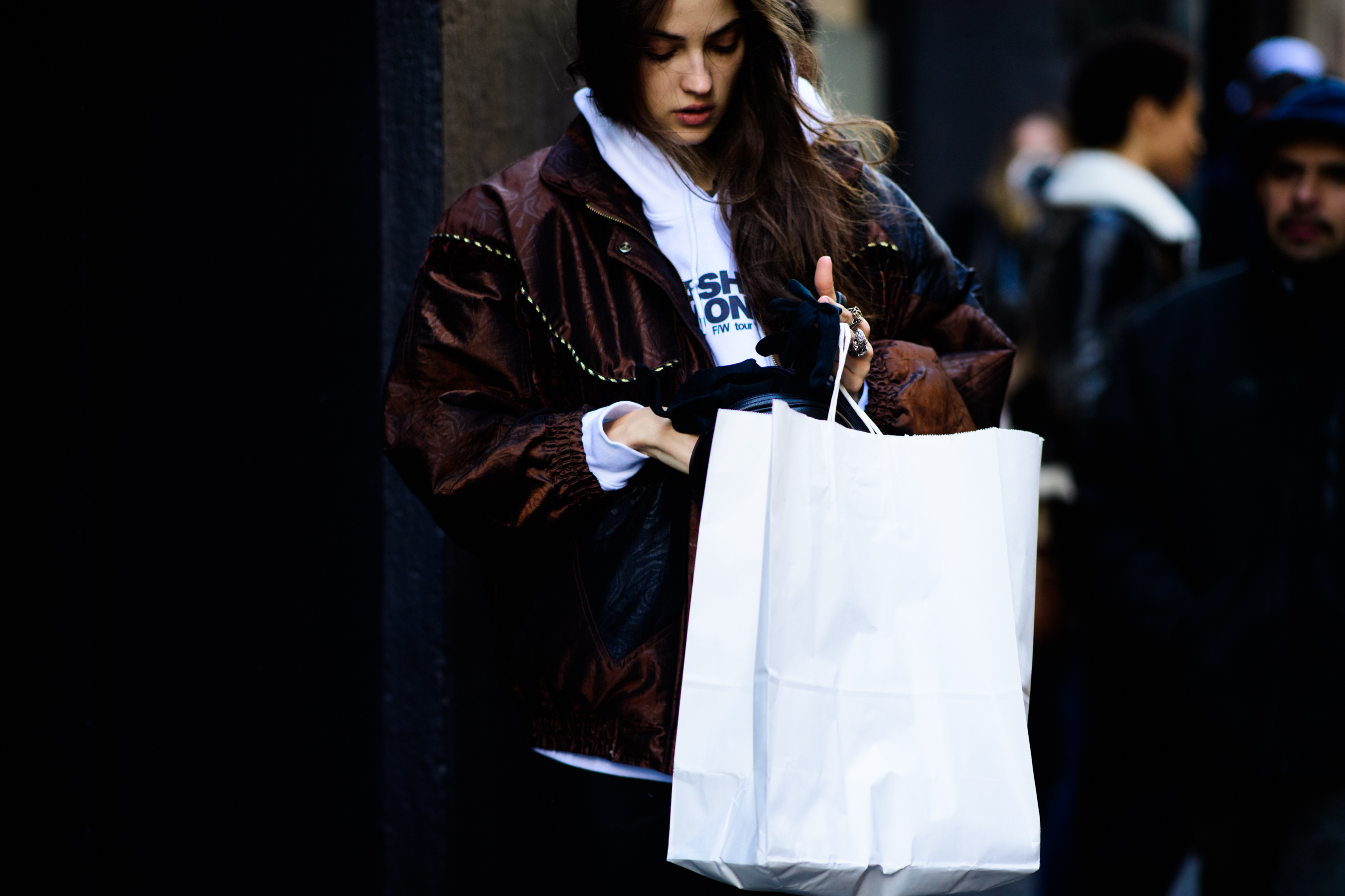 Woman wearing brown