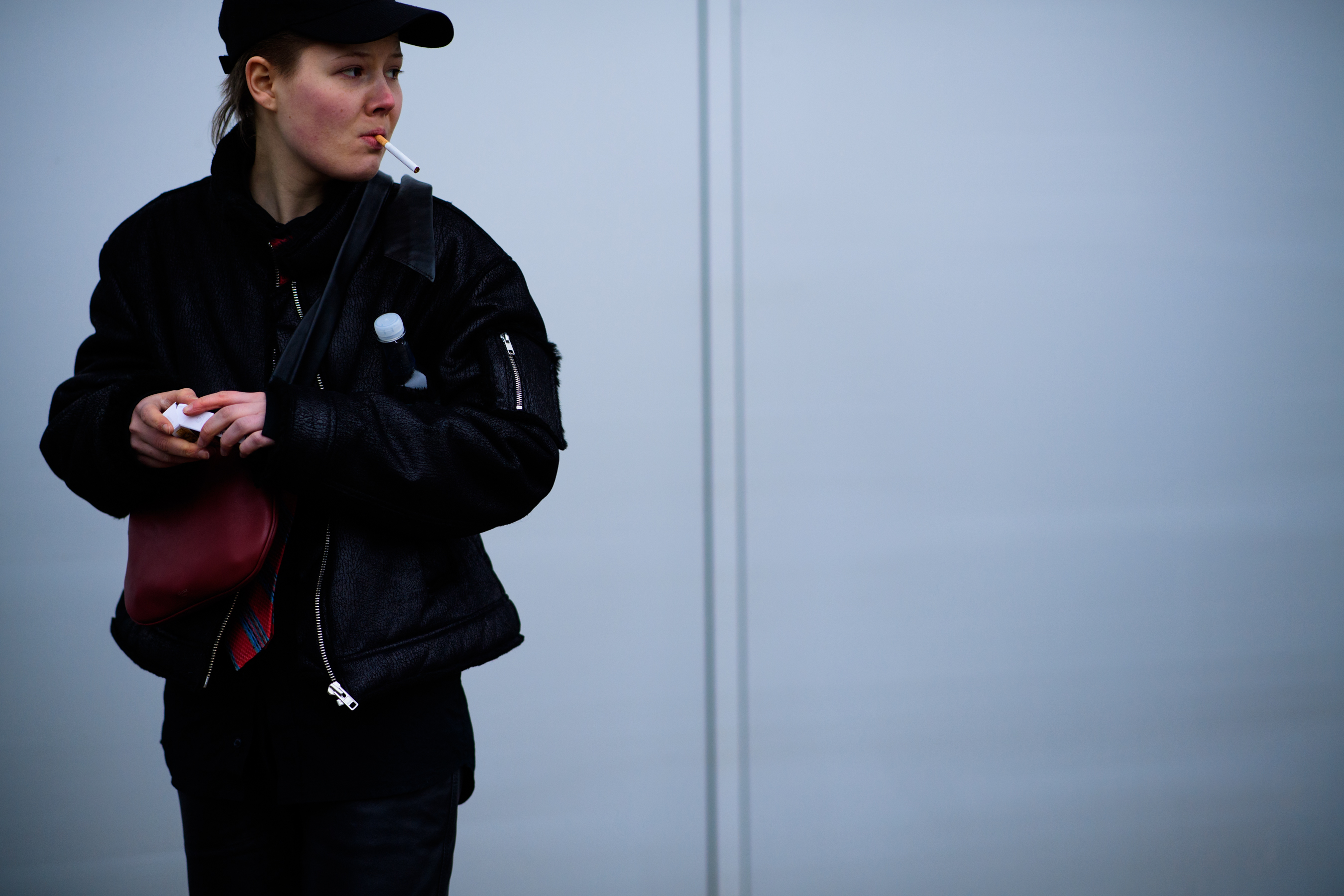 Woman wearing black jacket