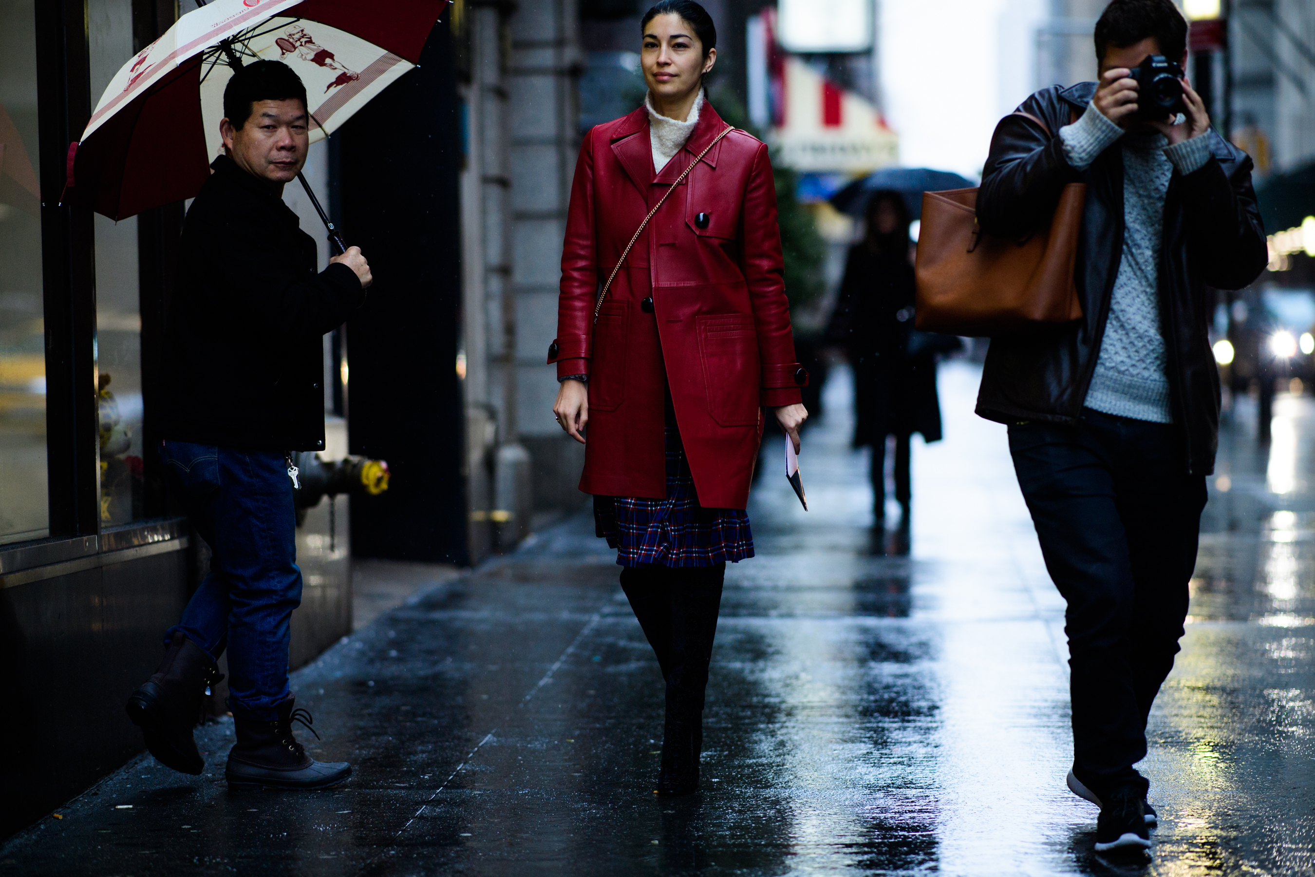 Tank magazine editor wearing red coat