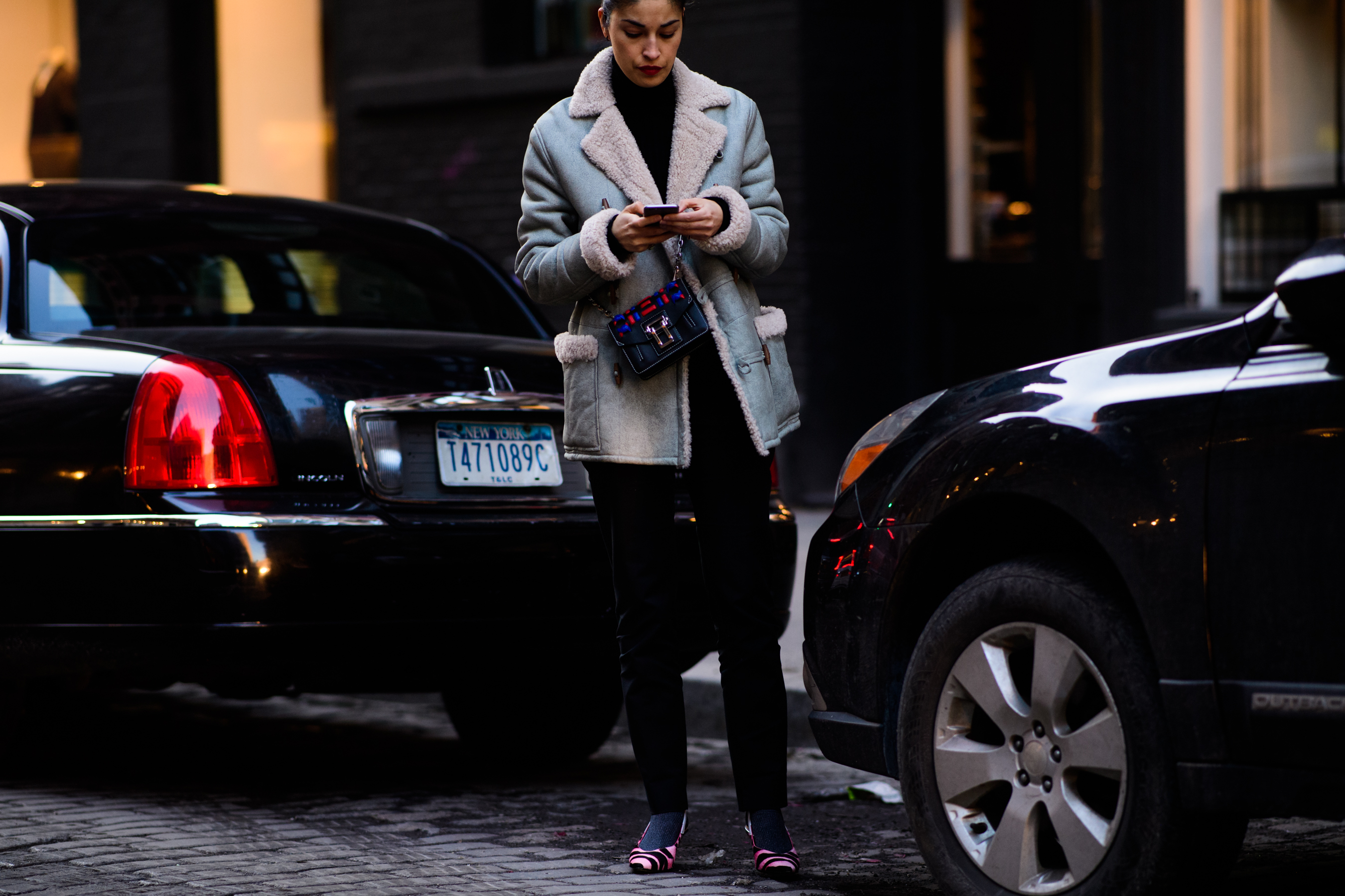 Tank magazine editor wearing blue jacket