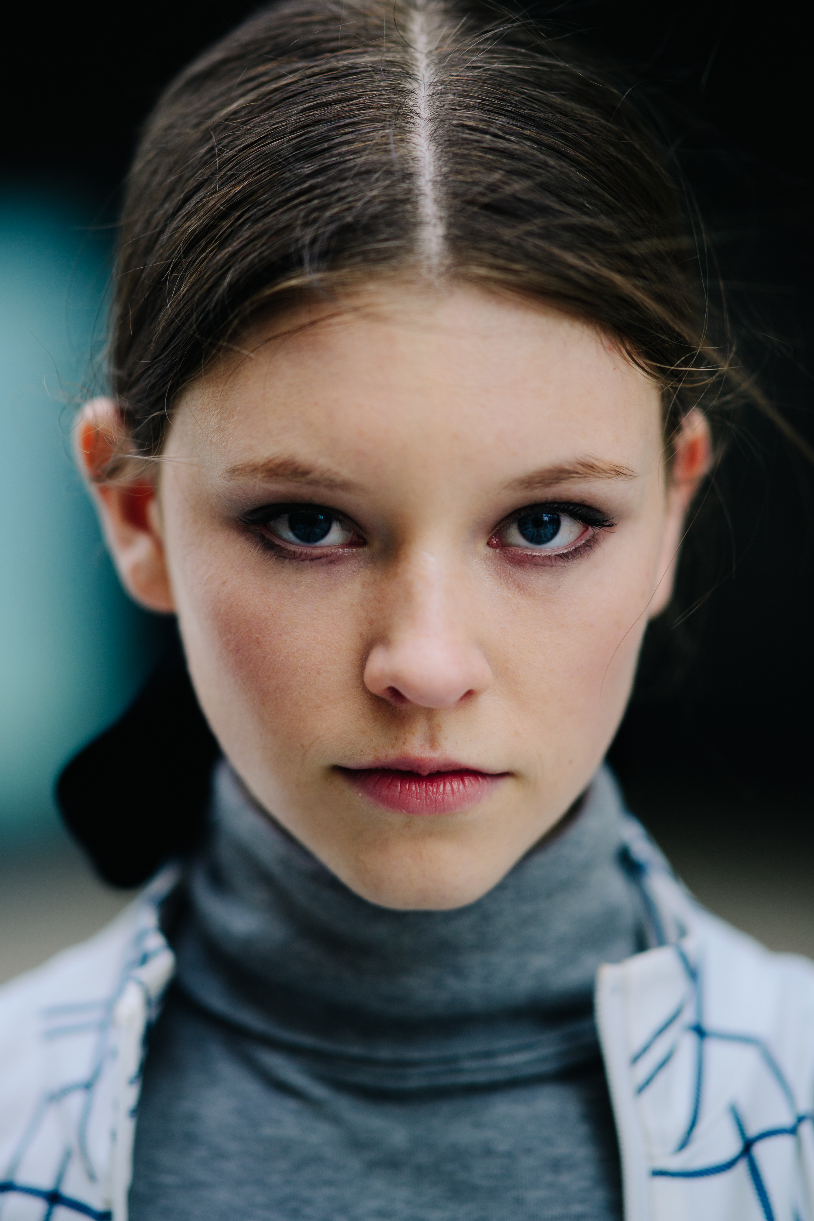 Portrait of model with blue eyes