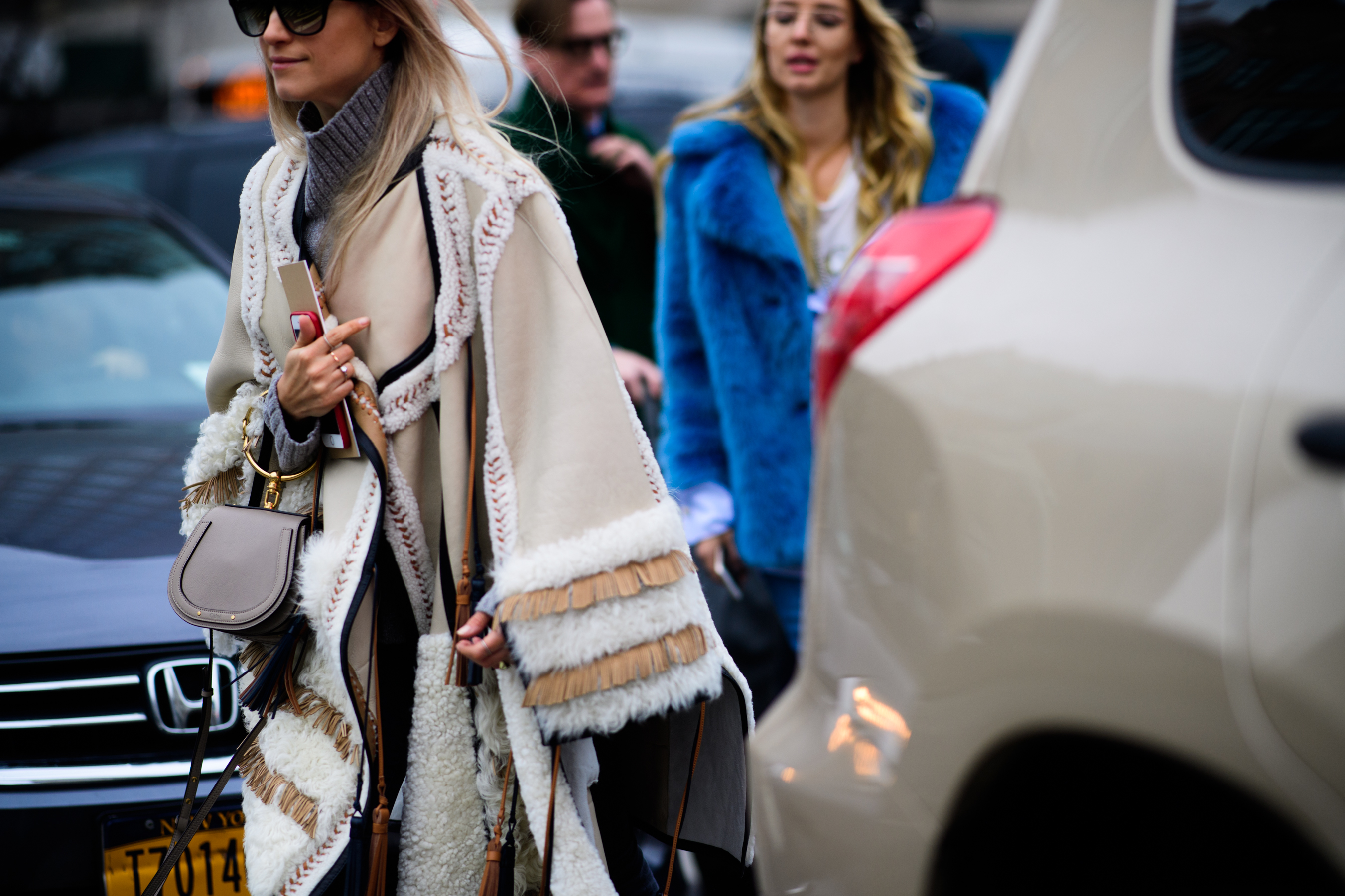 Woman wearing big coat