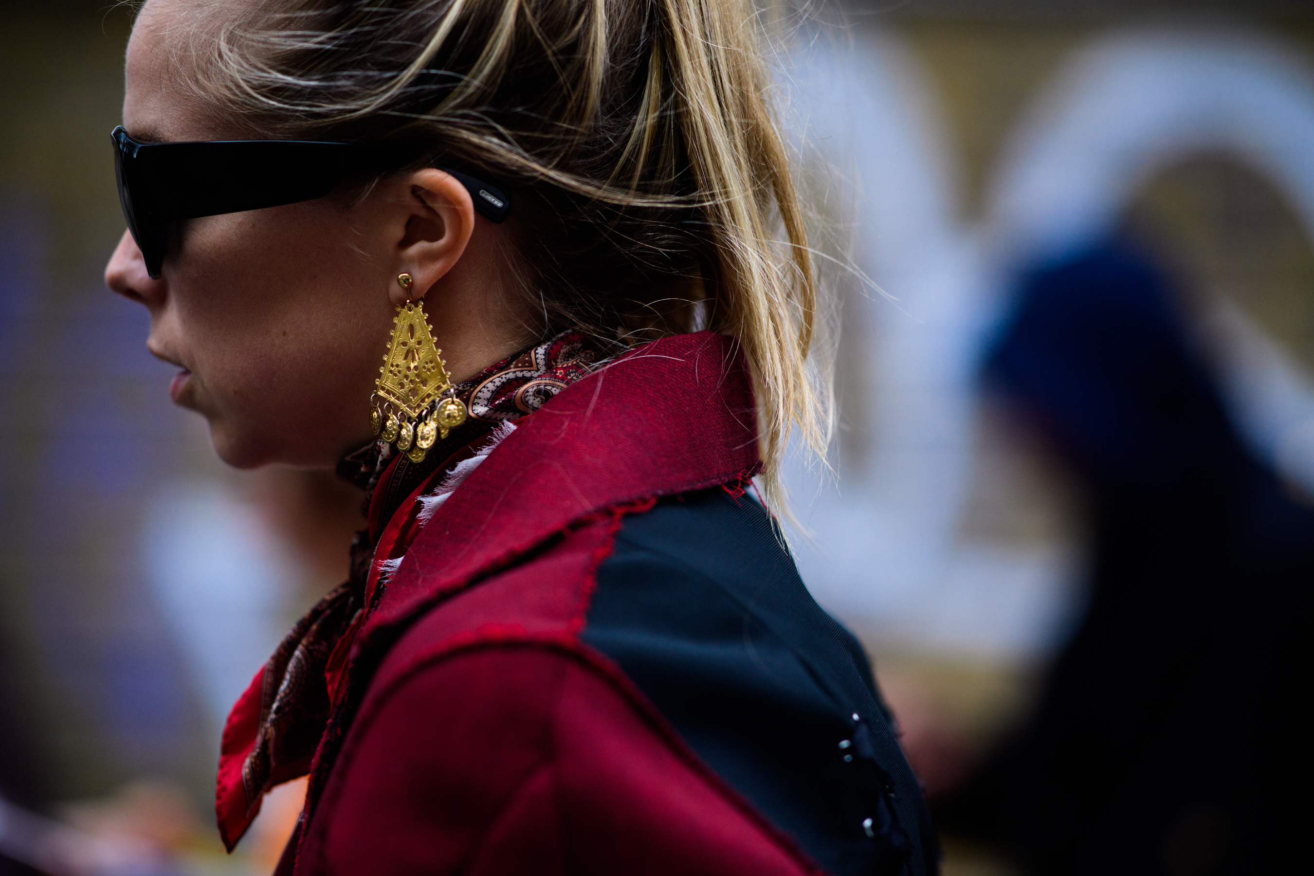 Woman wearing glasses and earring