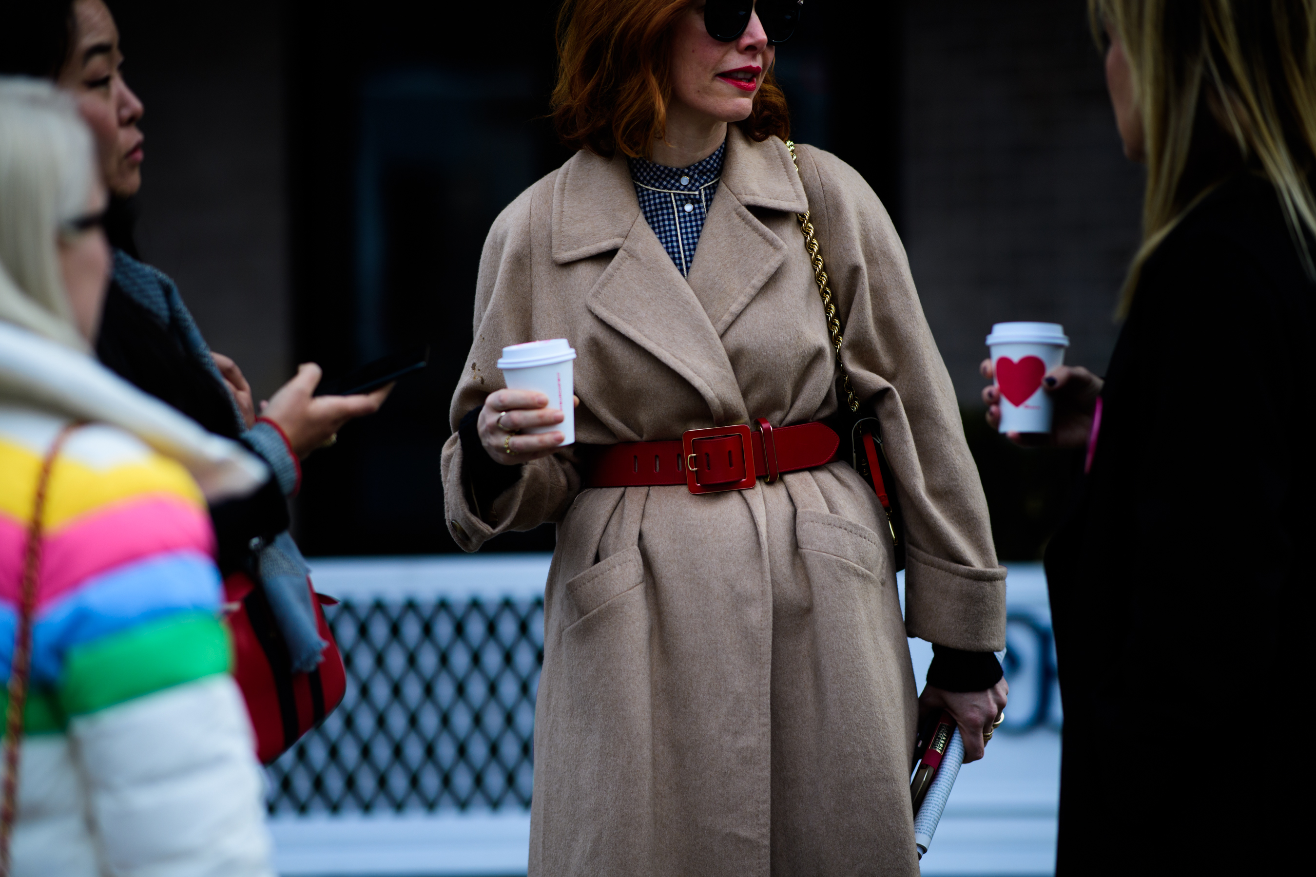 Refinery29 editor wearing beige coat