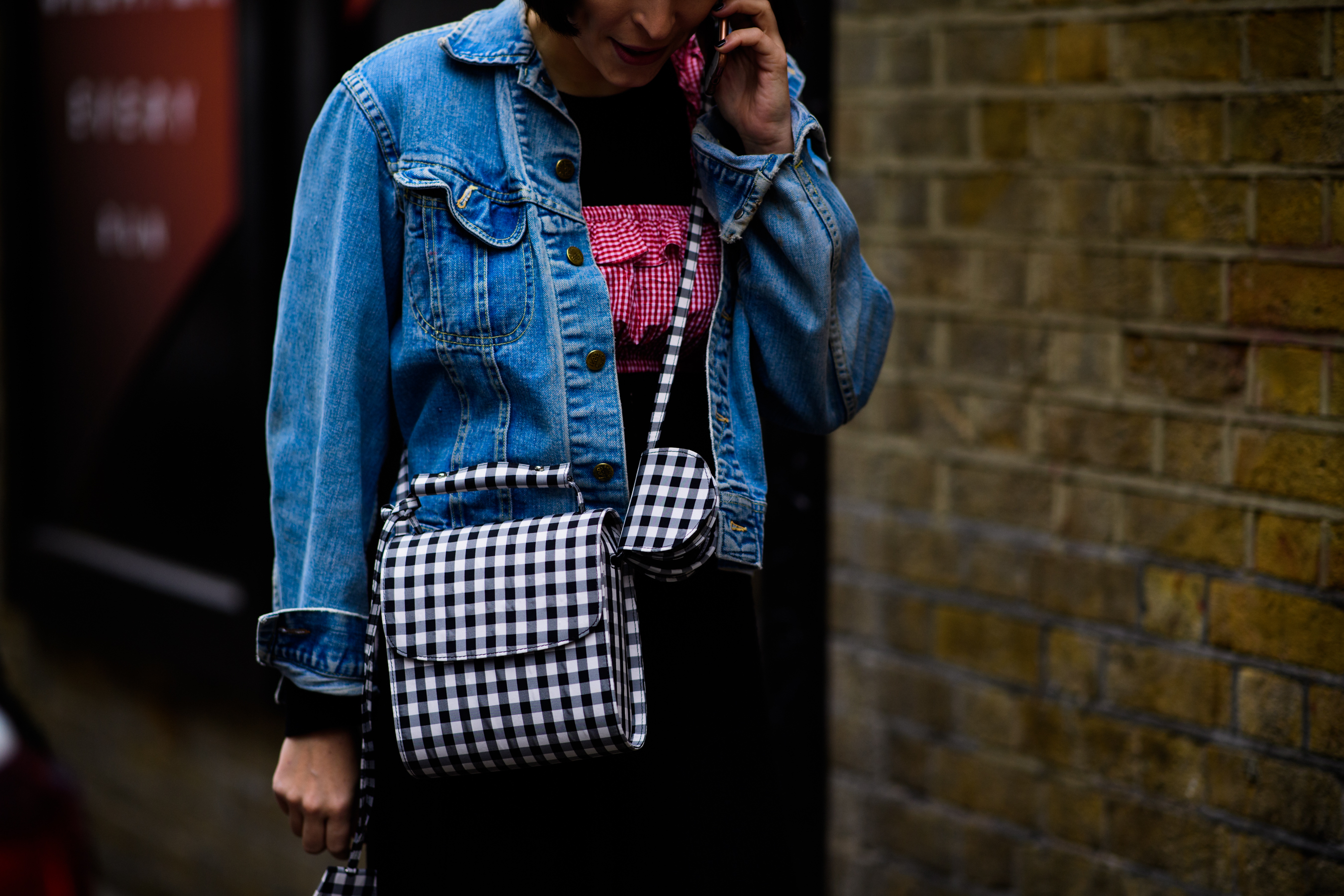 Woman with double shoulder bag