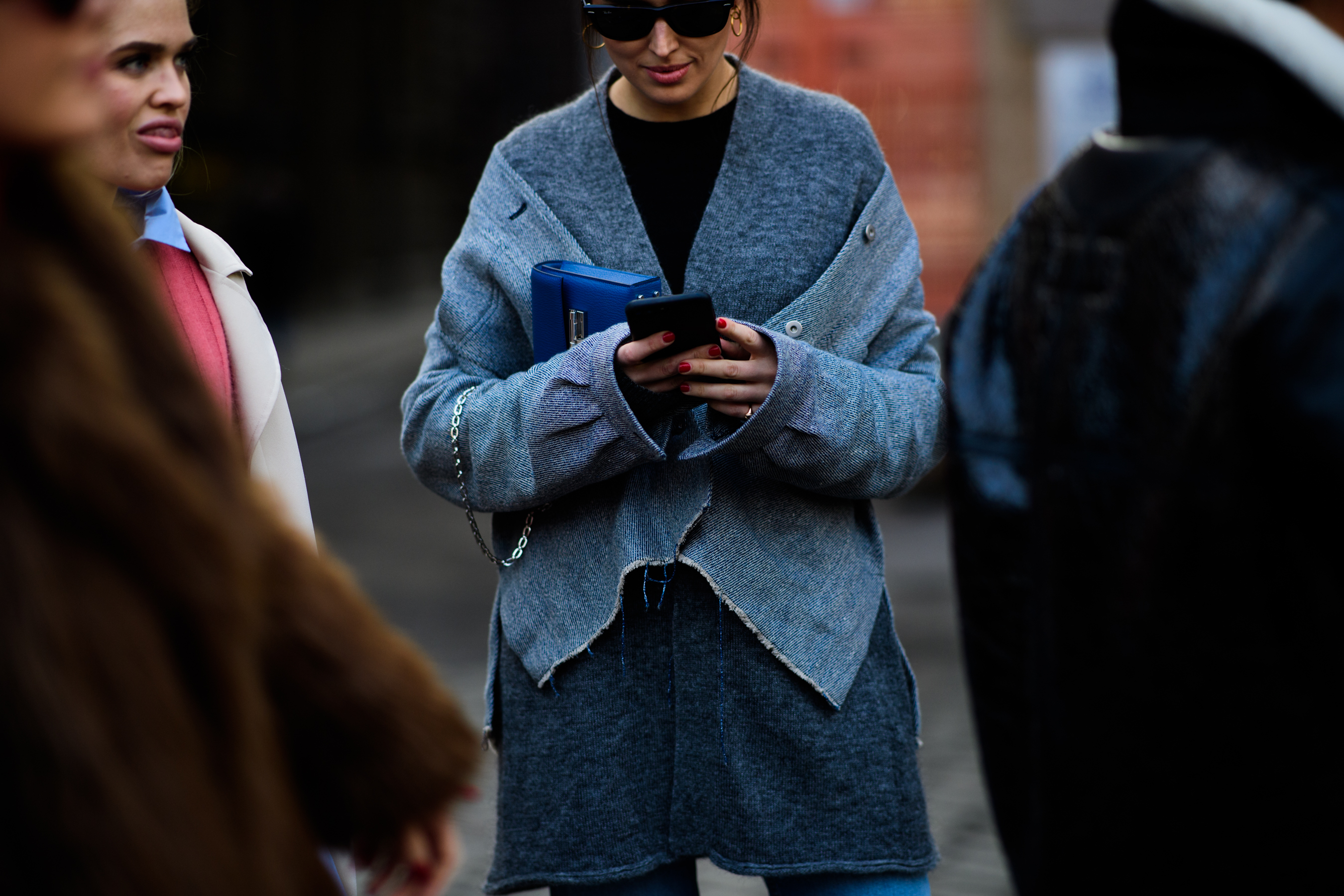 Woman wearing grey clothes