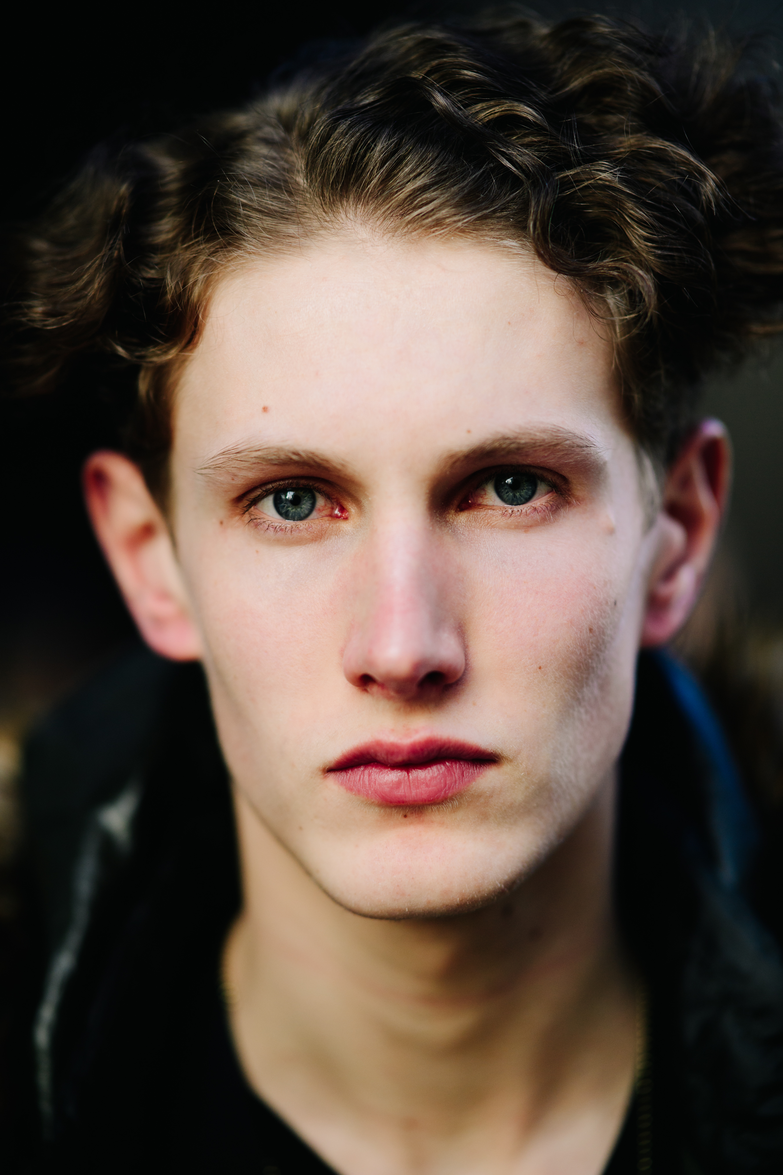 Portrait of male model with blue eyes