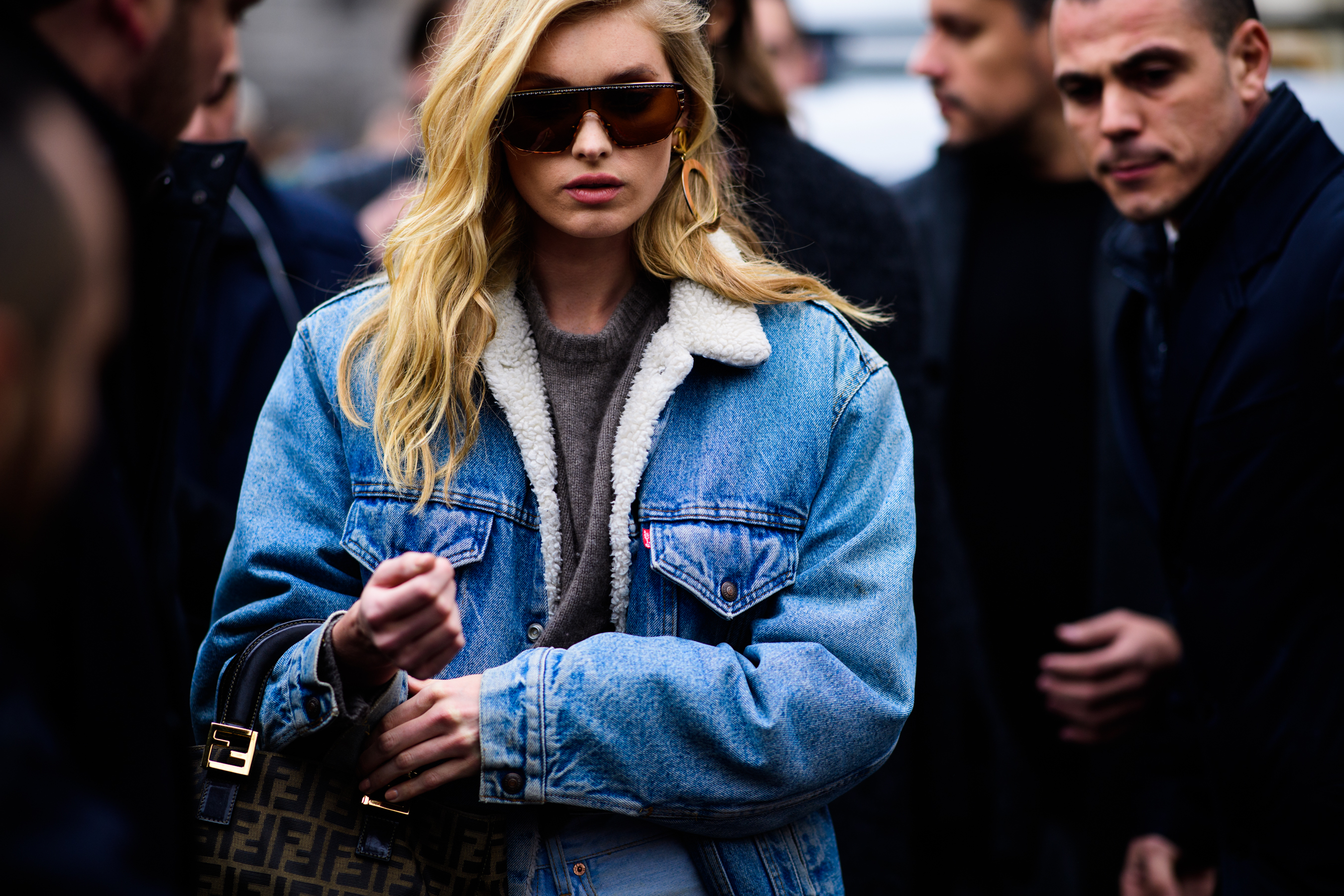 Model wearing Levi's denim