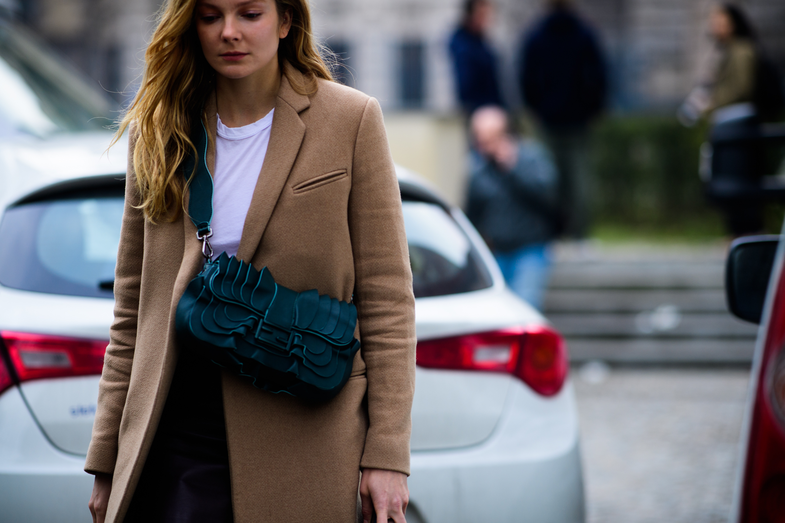 Model wearing Fendi bag