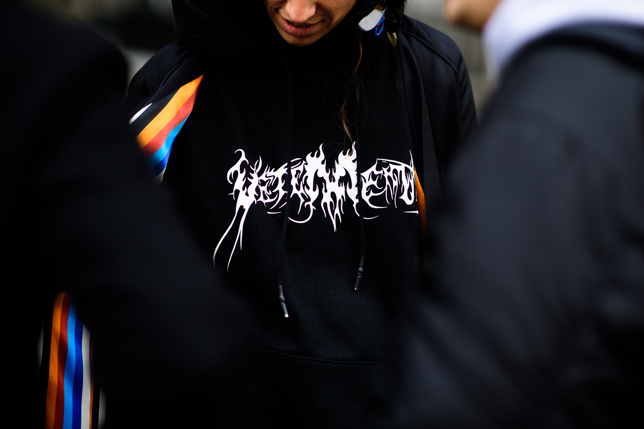 Woman wearing Vetements jacket