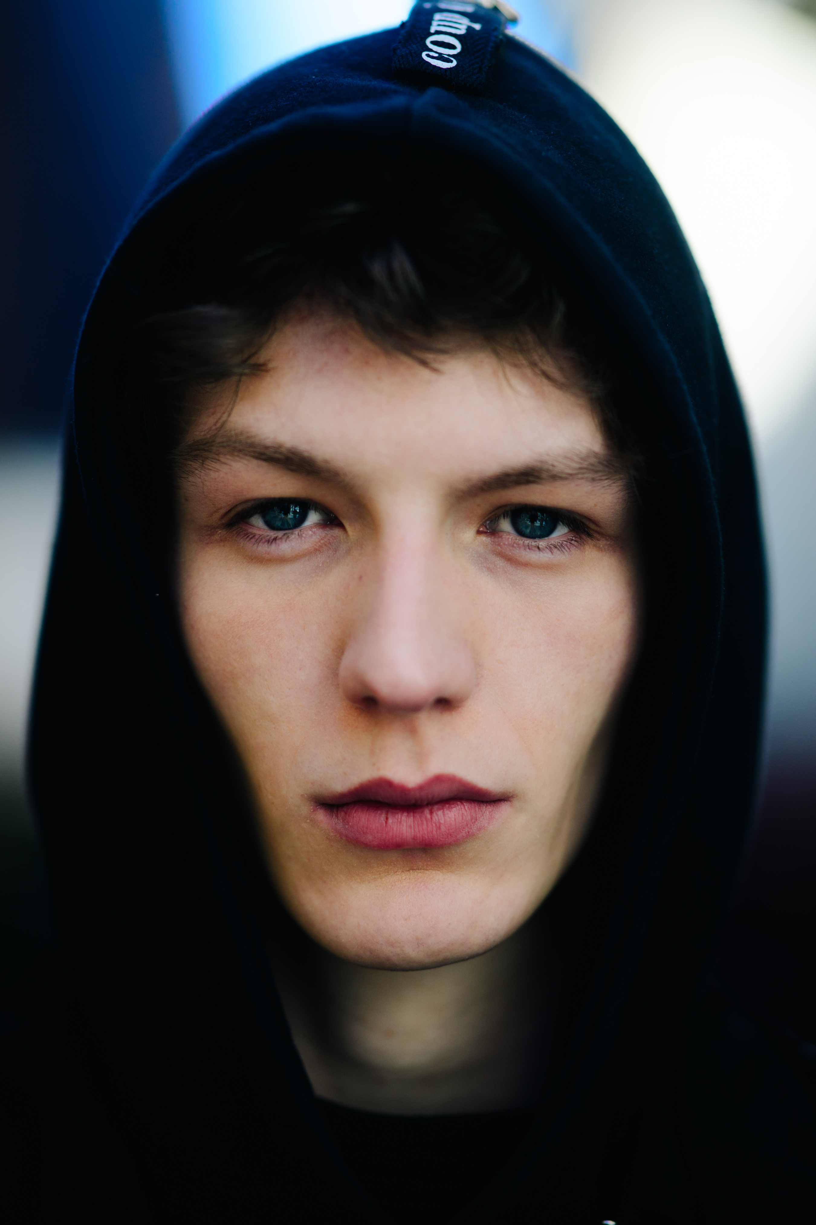 Portrait of male model wearing hoodie