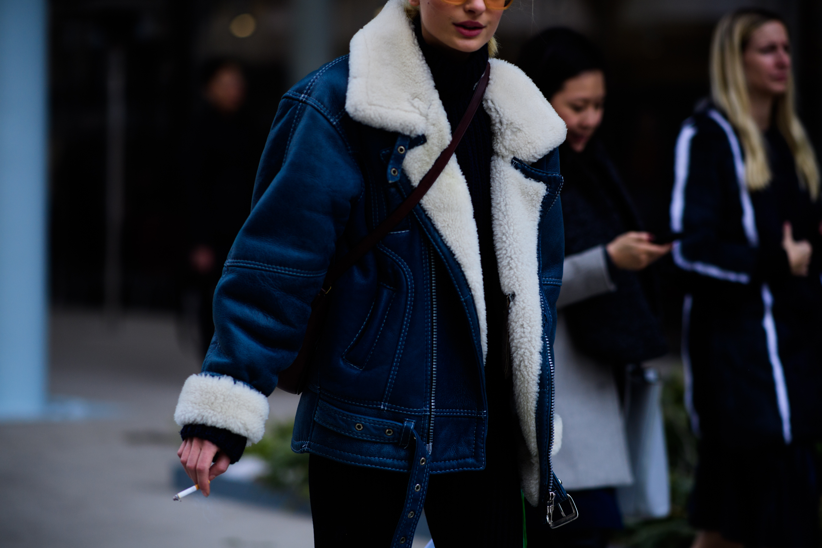 Danish model wearing oversized jacket