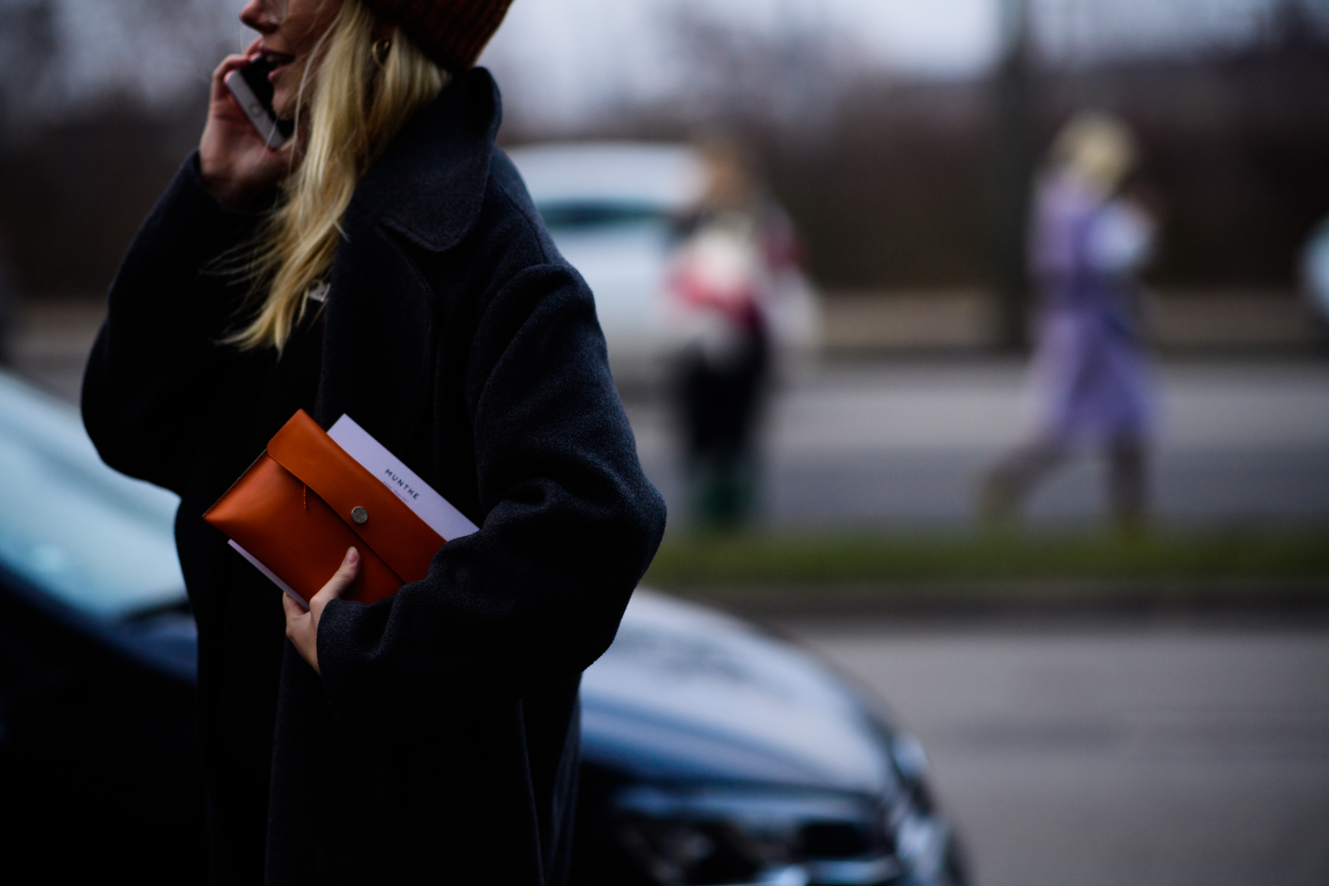 Woman wearing black coat
