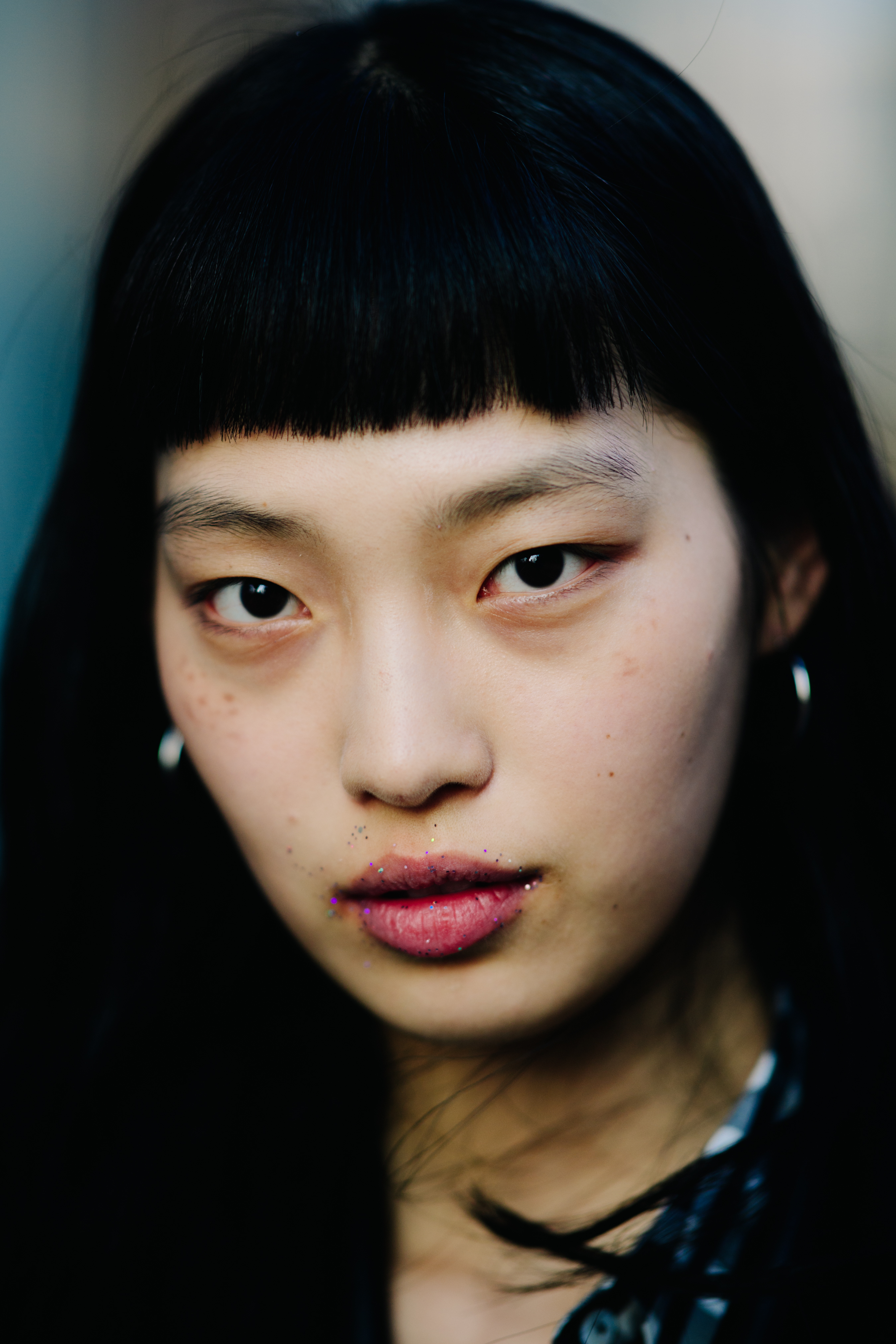 Portrait of model with dark hair