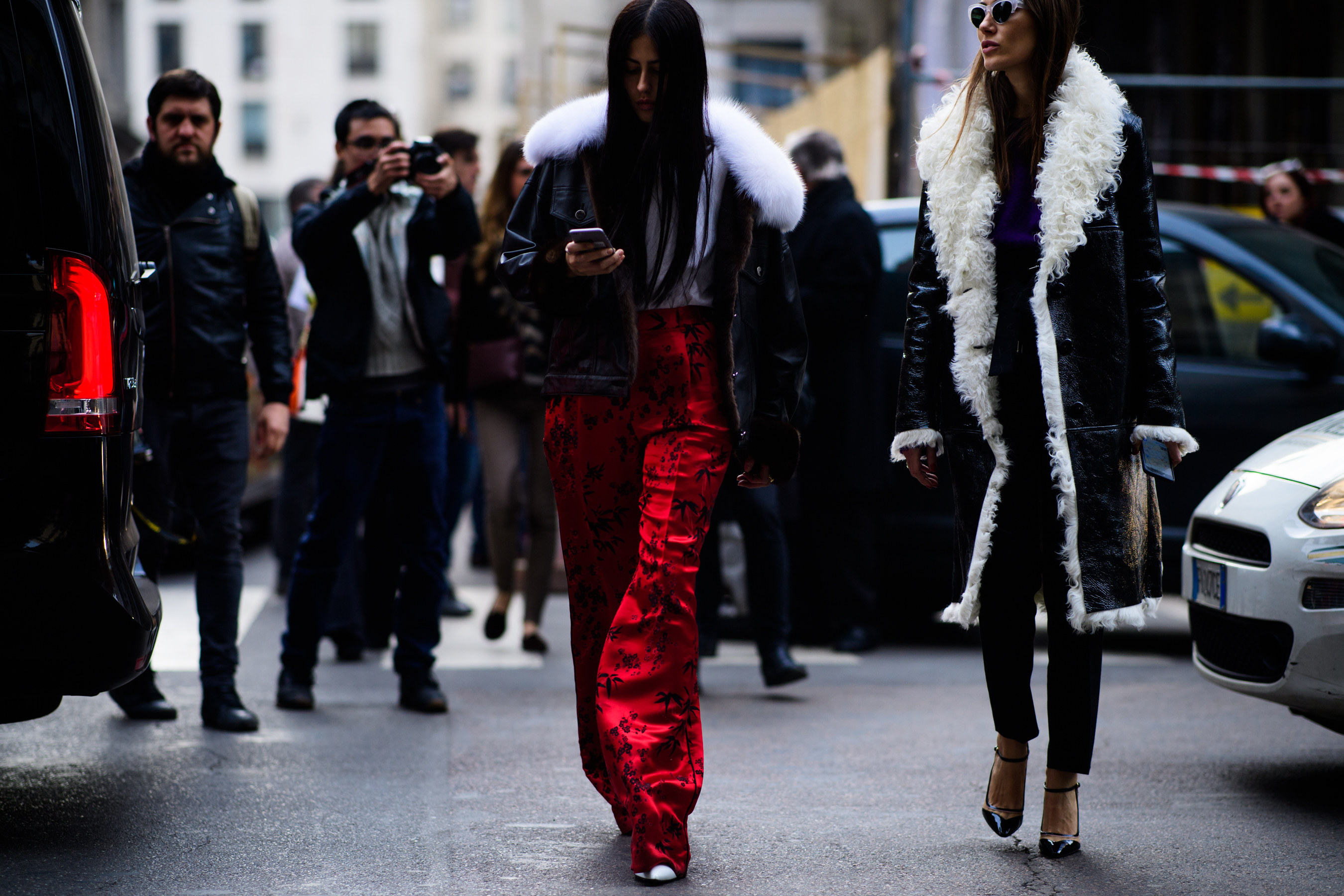 Woman wearing red pants