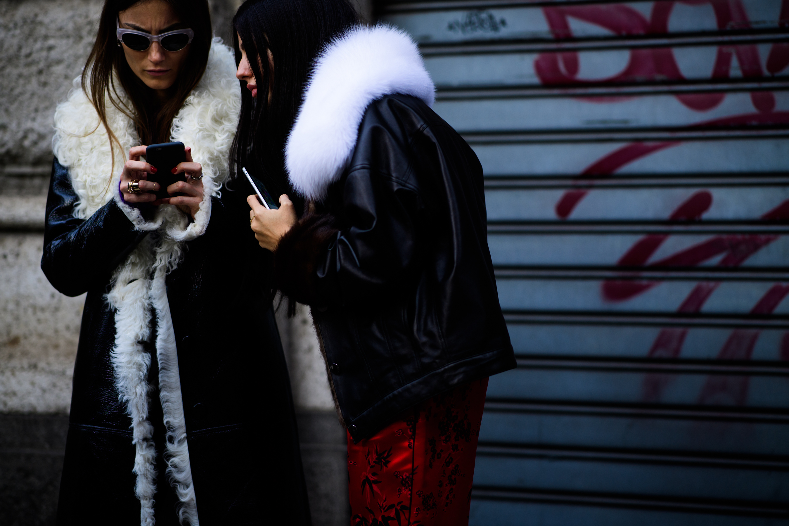 Italian women wearing fur jackets