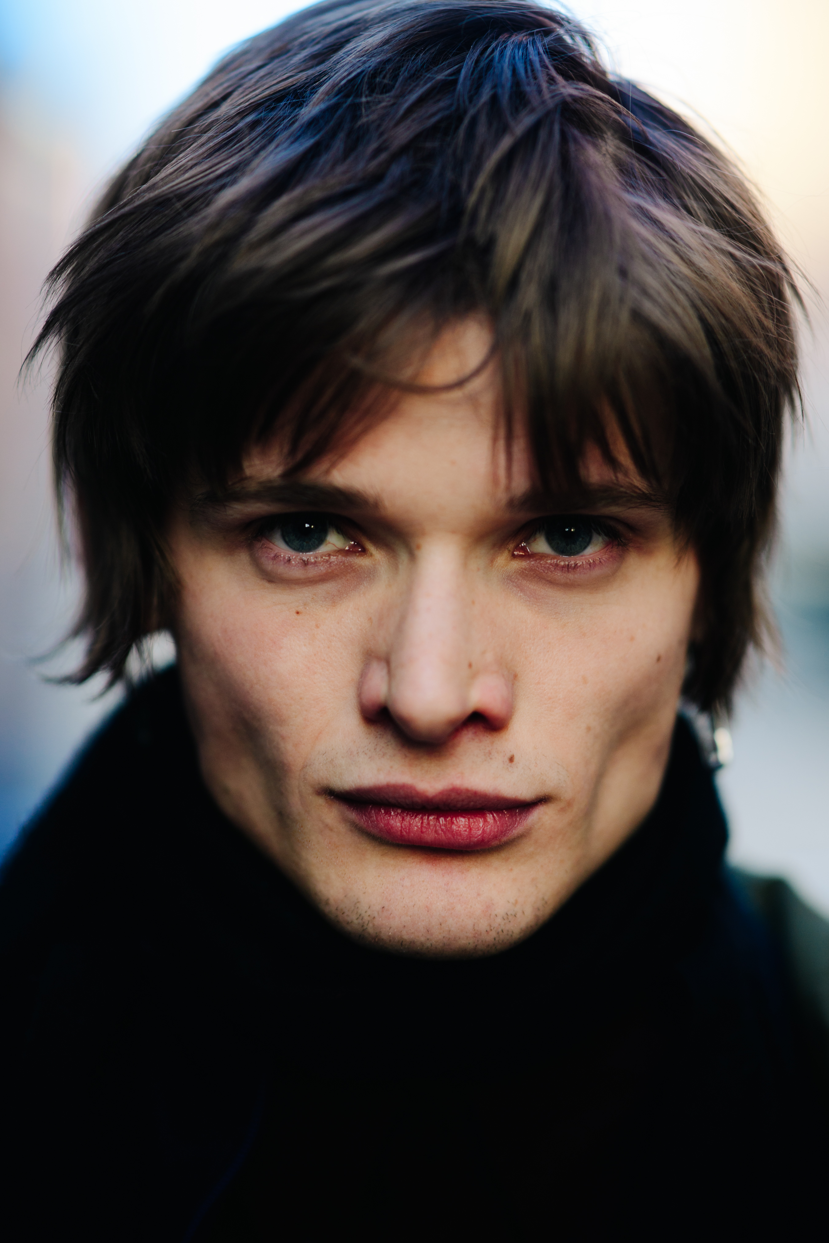 Portrait of male model with blue eyes