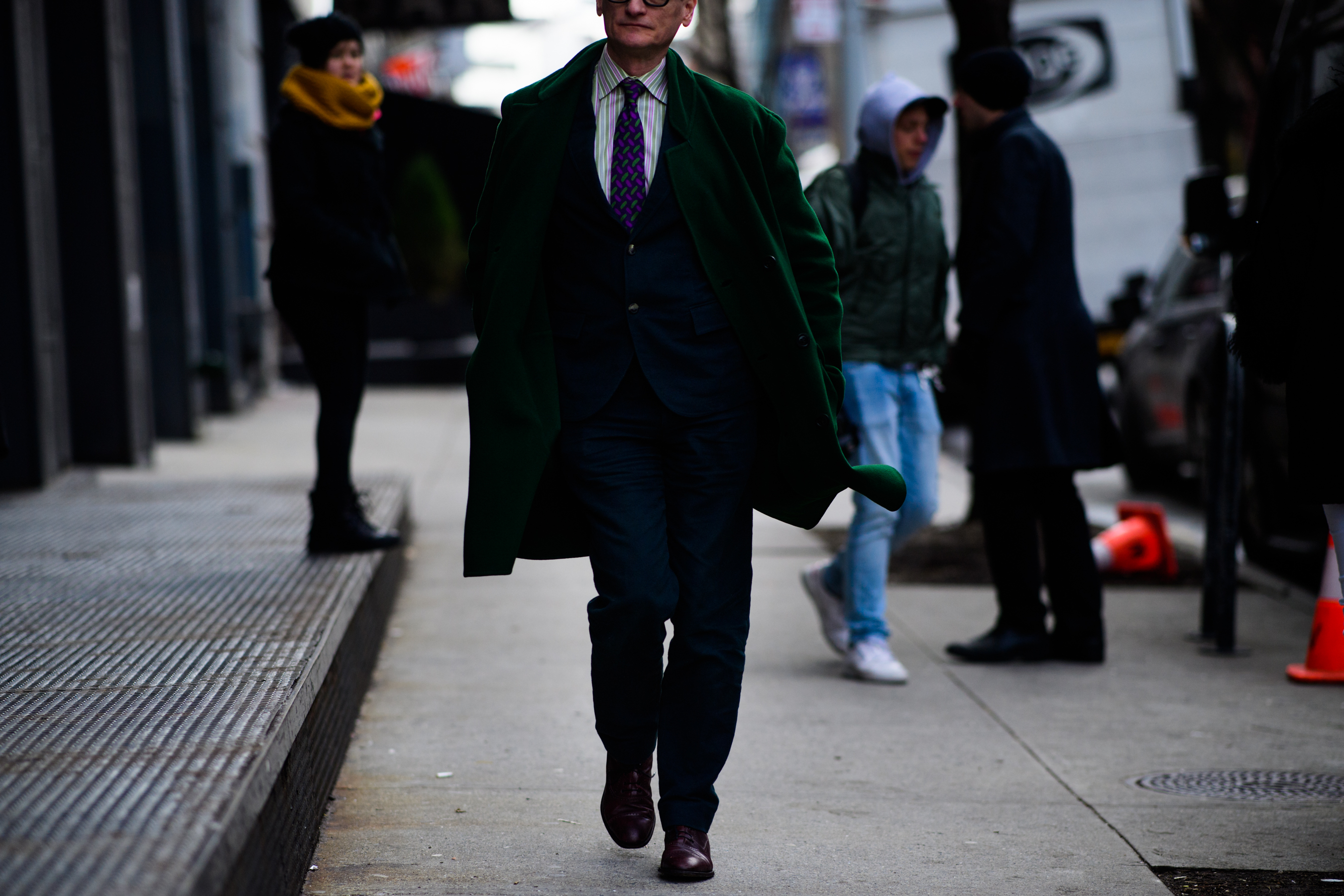 Man wearing green velvet coat