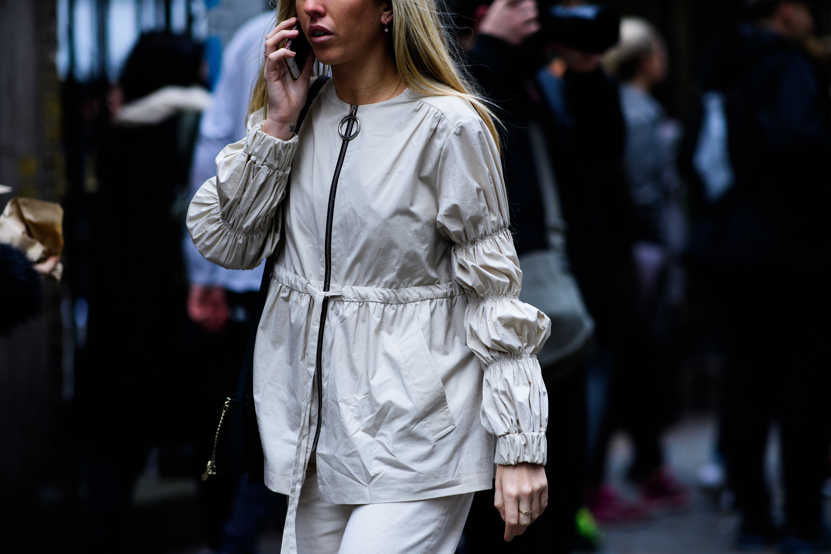 Woman wearing beige outfit