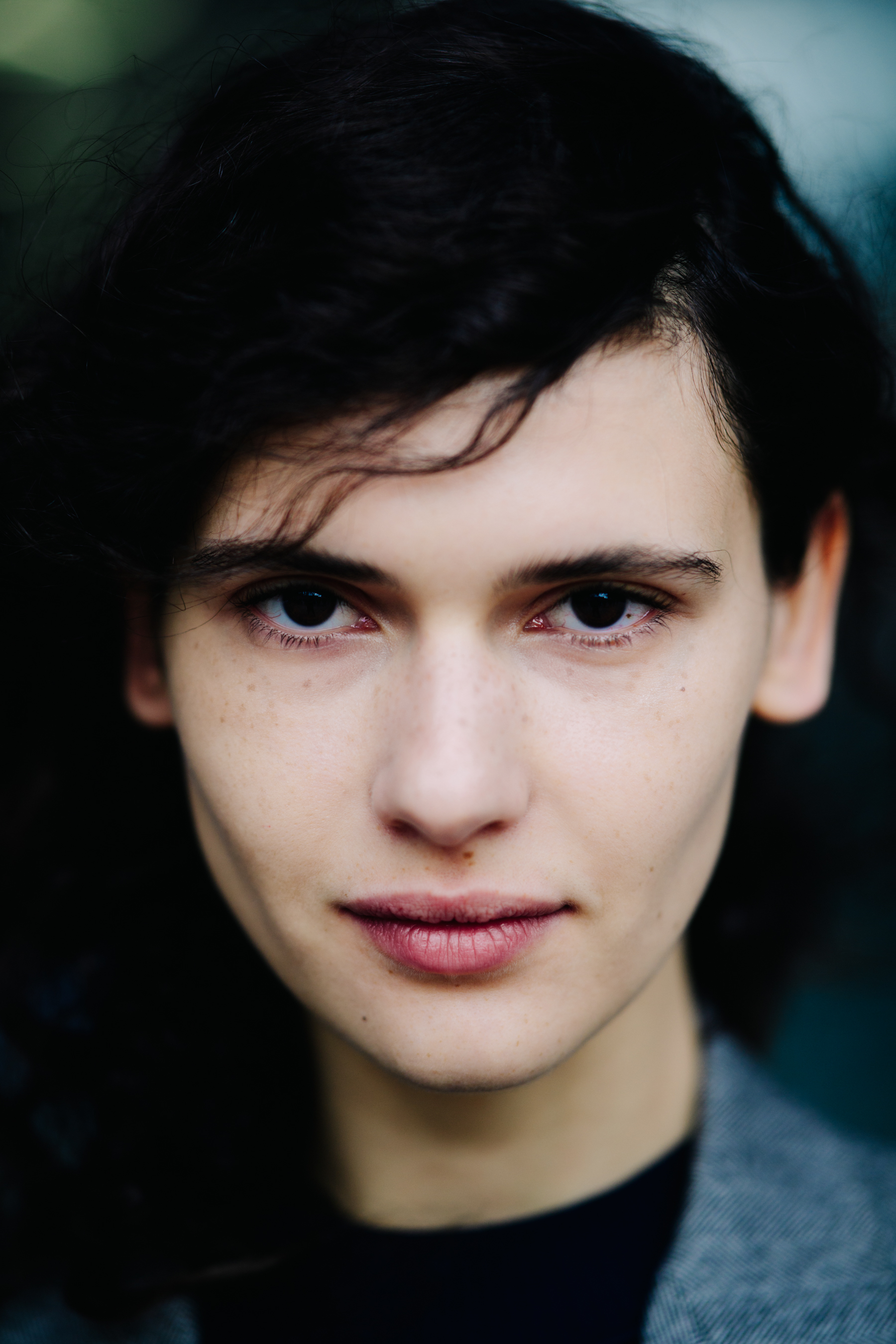 Portrait of model with dark hair