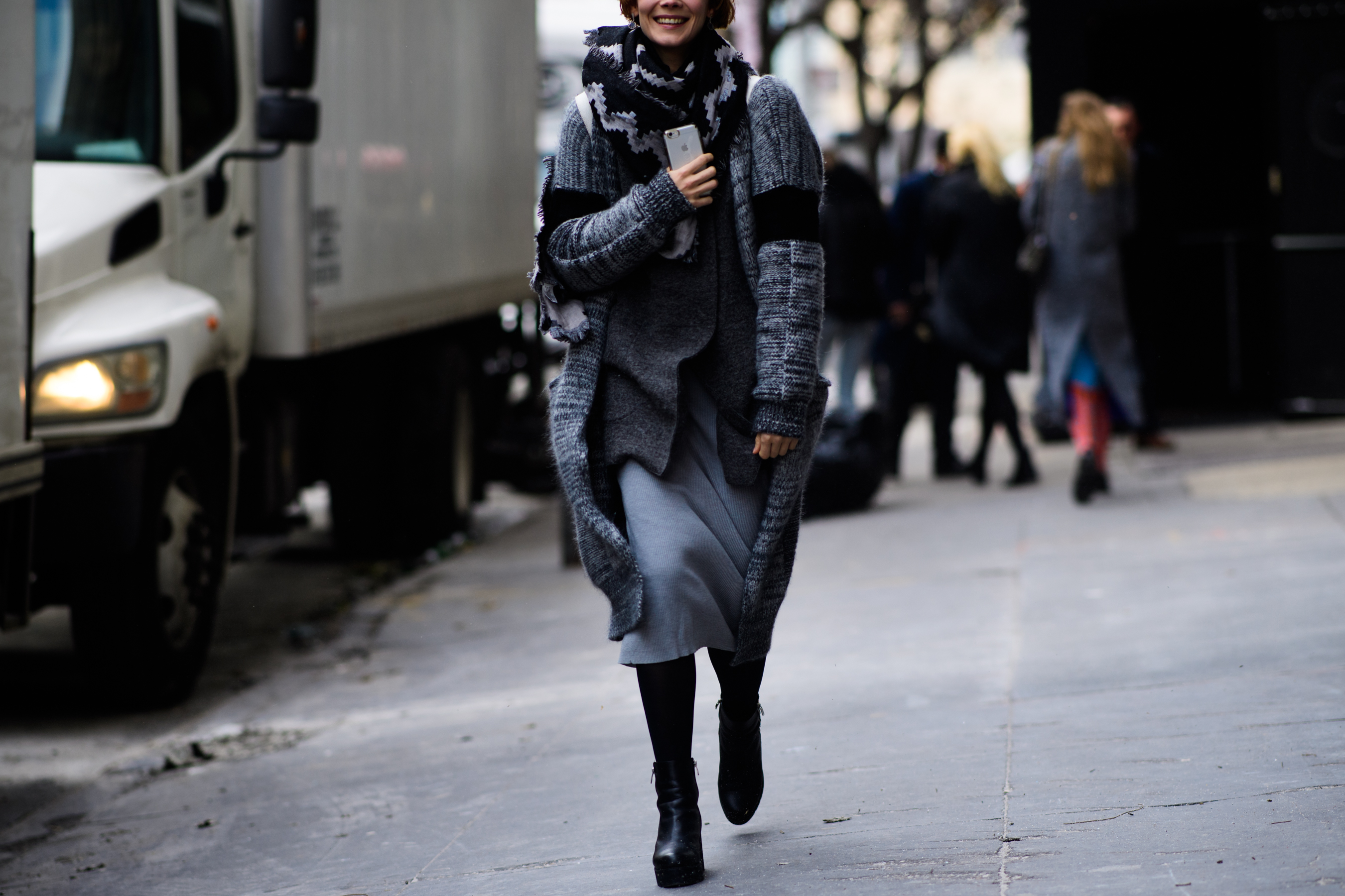 Ukrainian top model wearing gray