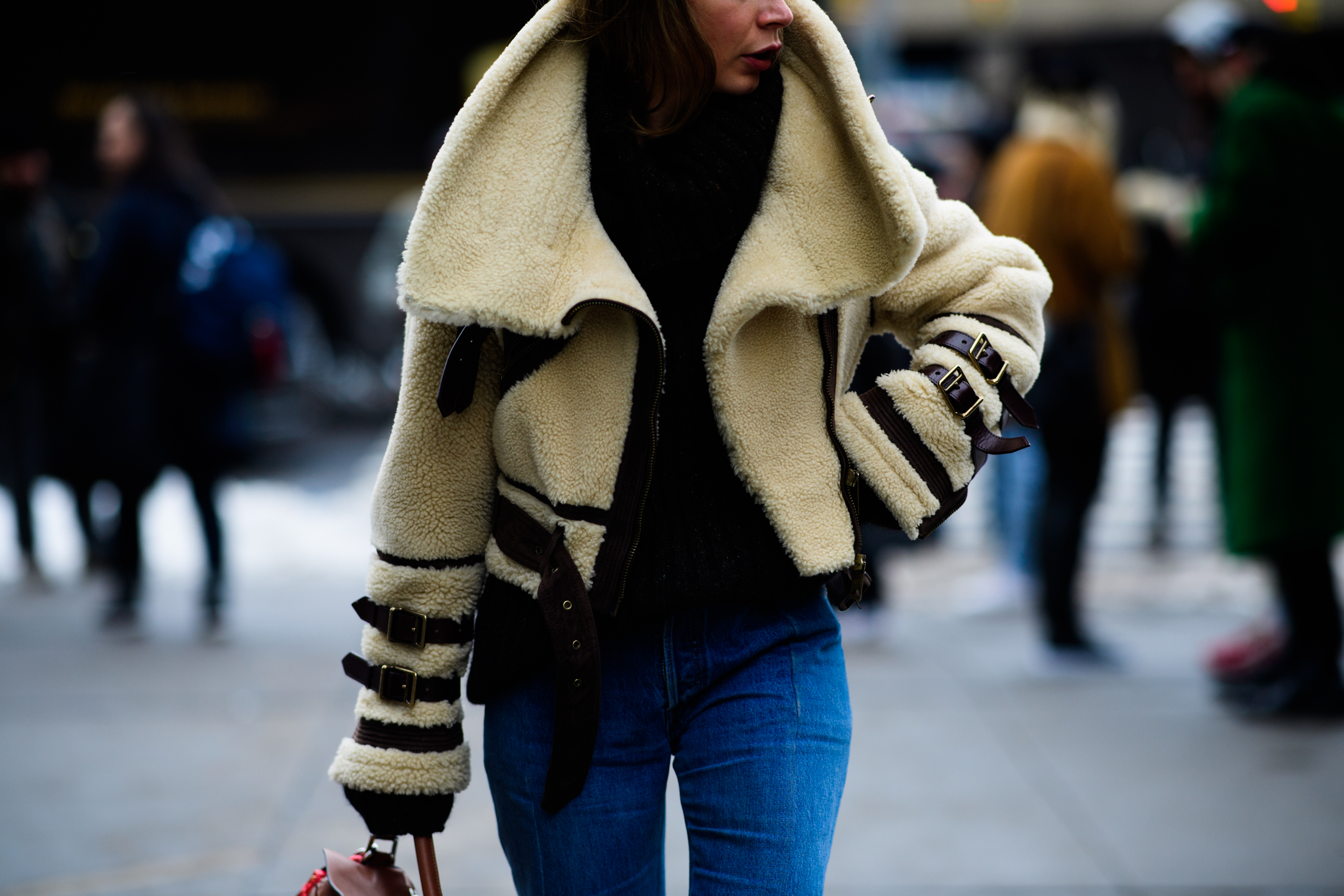 Woman wearing Burberry jacket