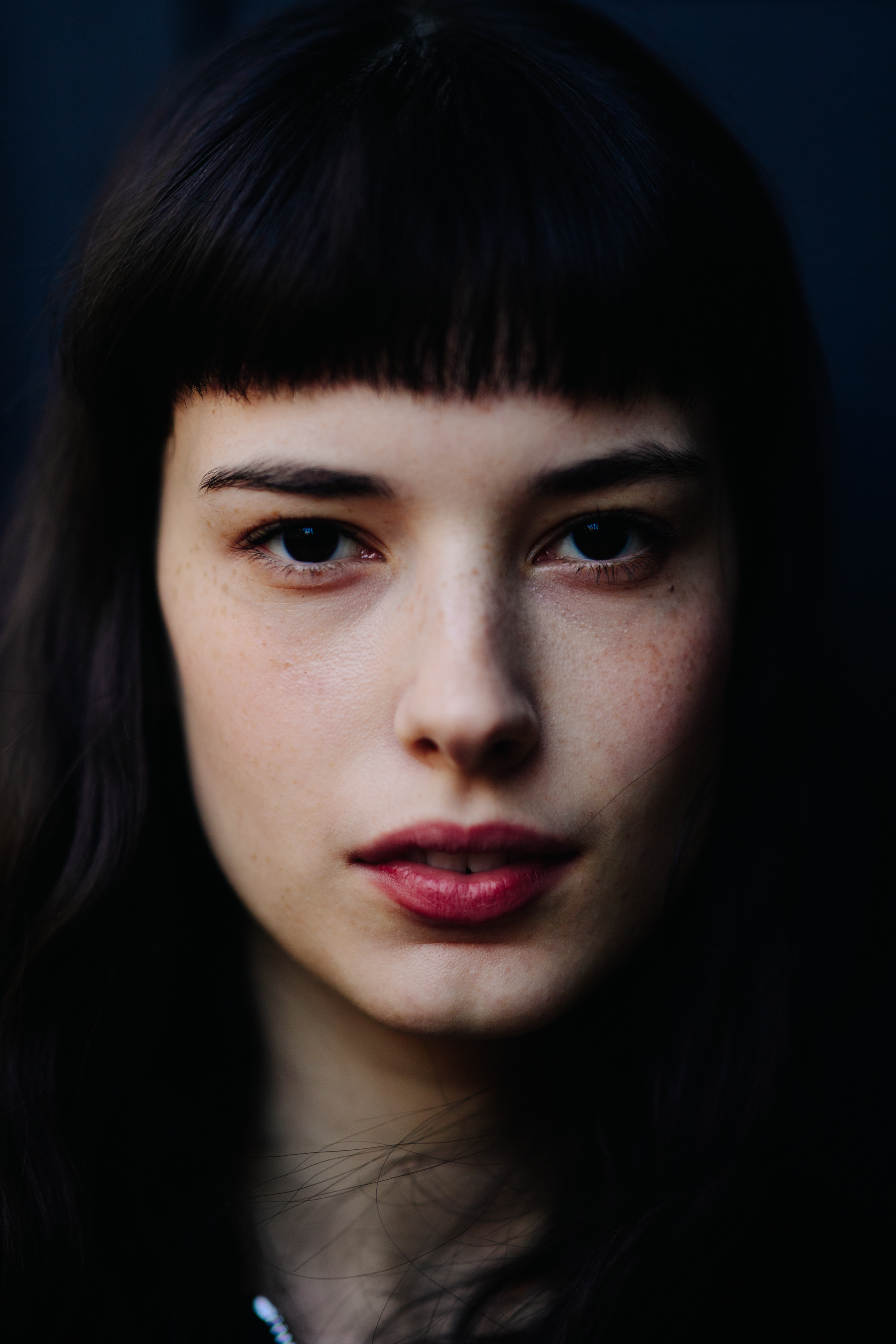 Portrait of Italian model with bangs