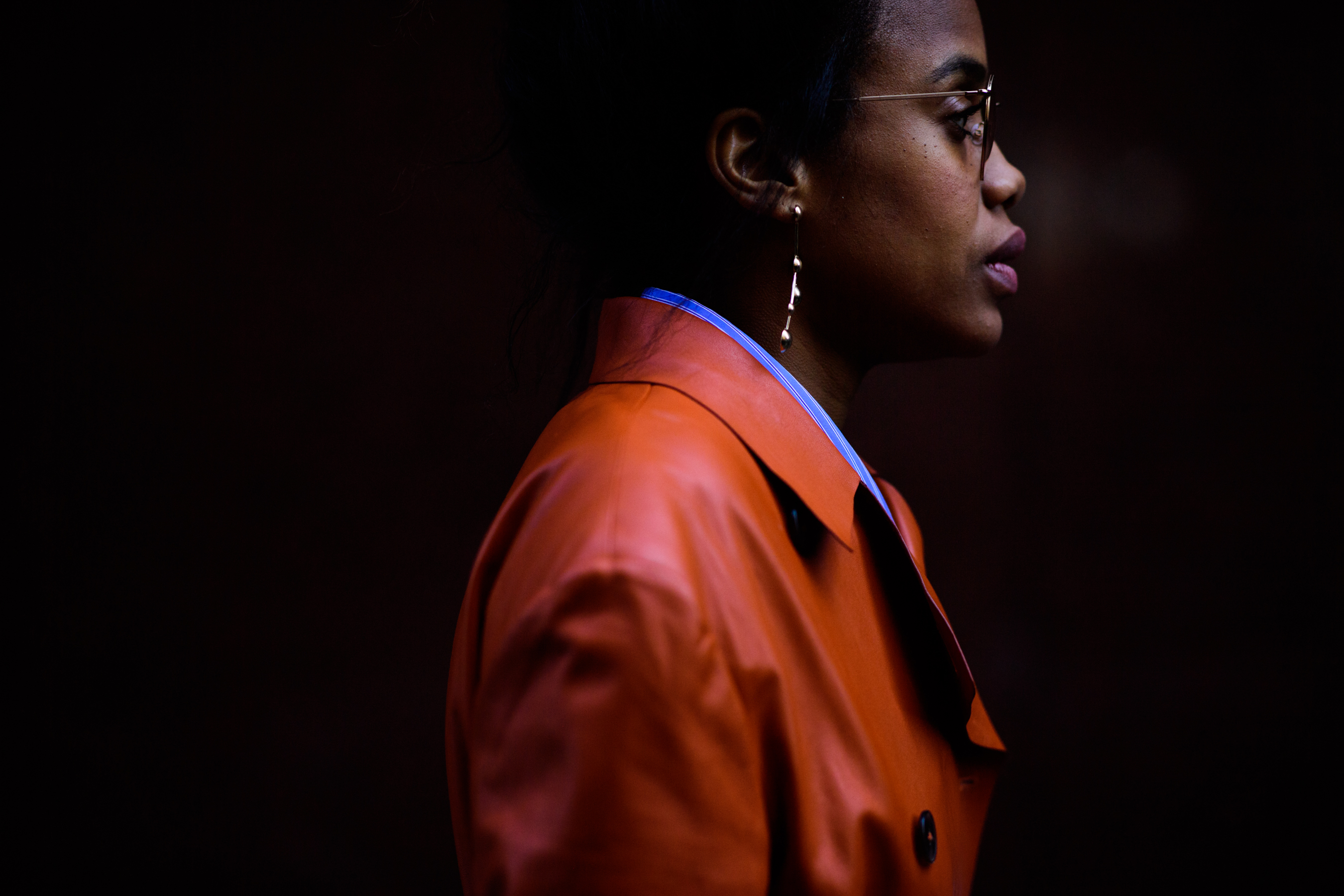 Woman wearing brown cloak