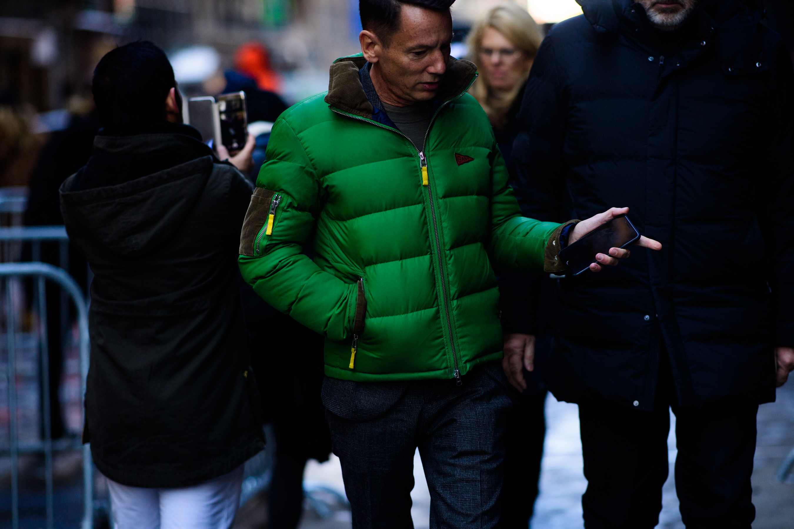 MAn wearing green jacket