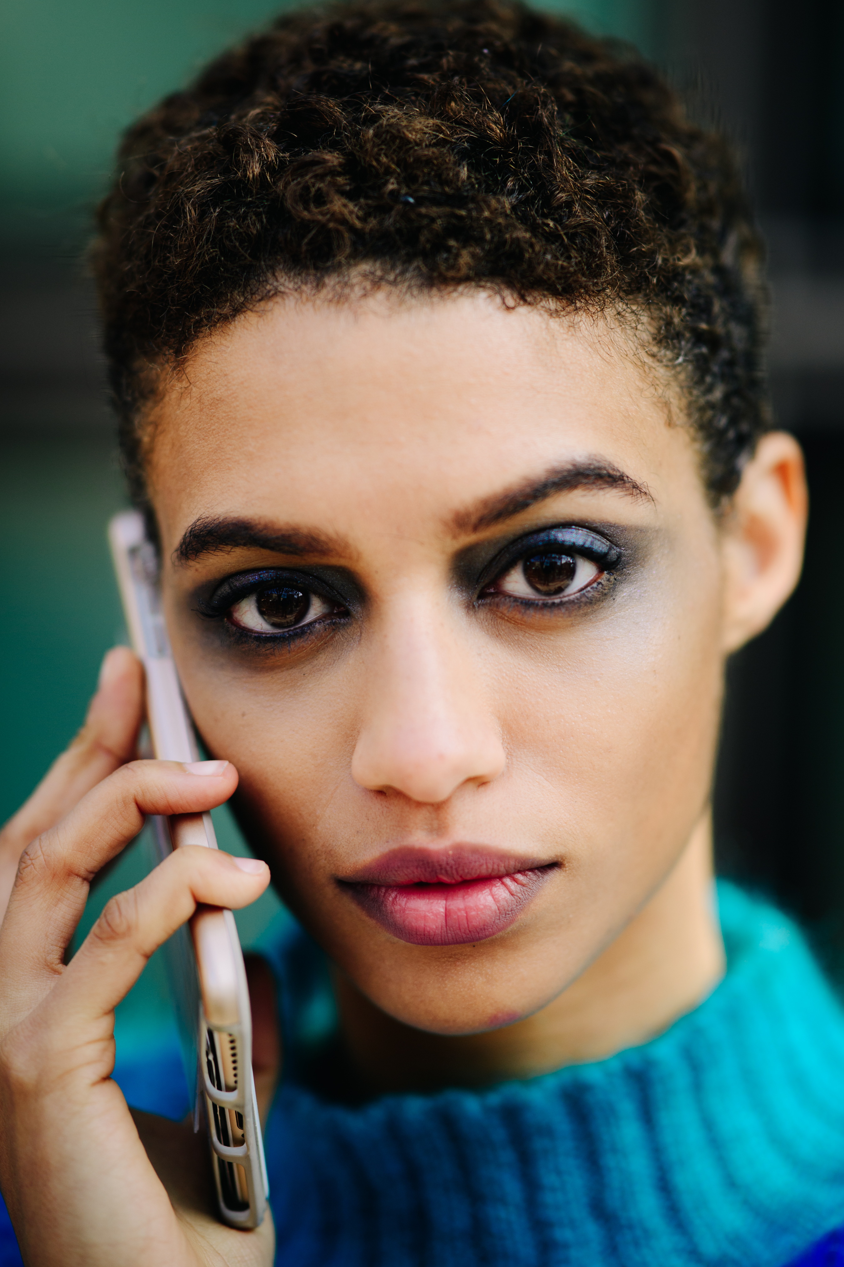 Portrait of model with short curls hair